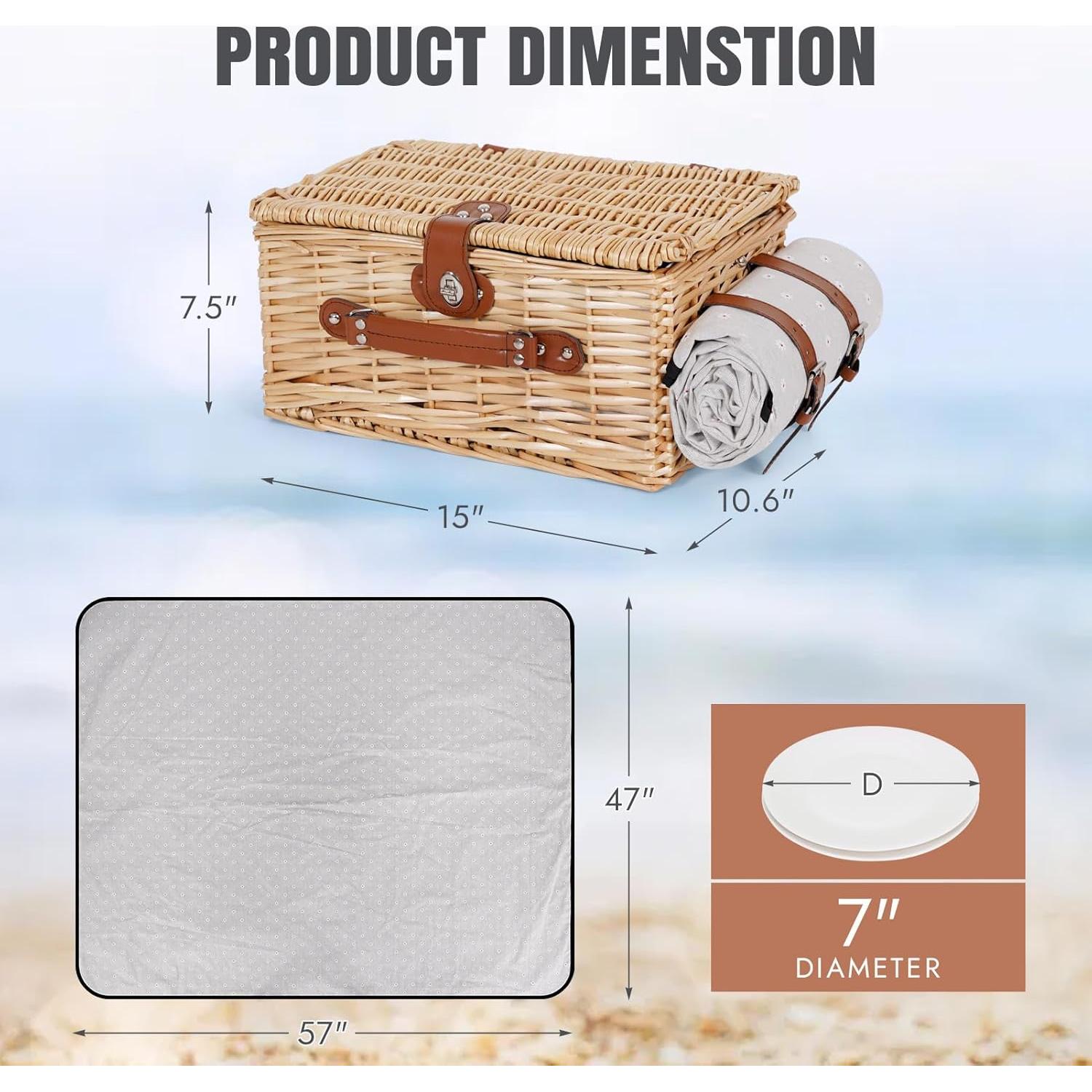 Cesta de Picnic HappyPicnic para 2 con Manta Impermeable