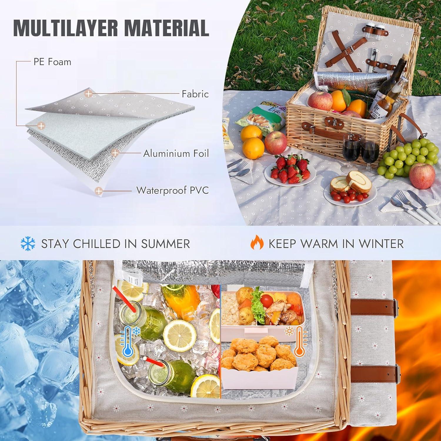 Cesta de Picnic HappyPicnic para 2 con Manta Impermeable