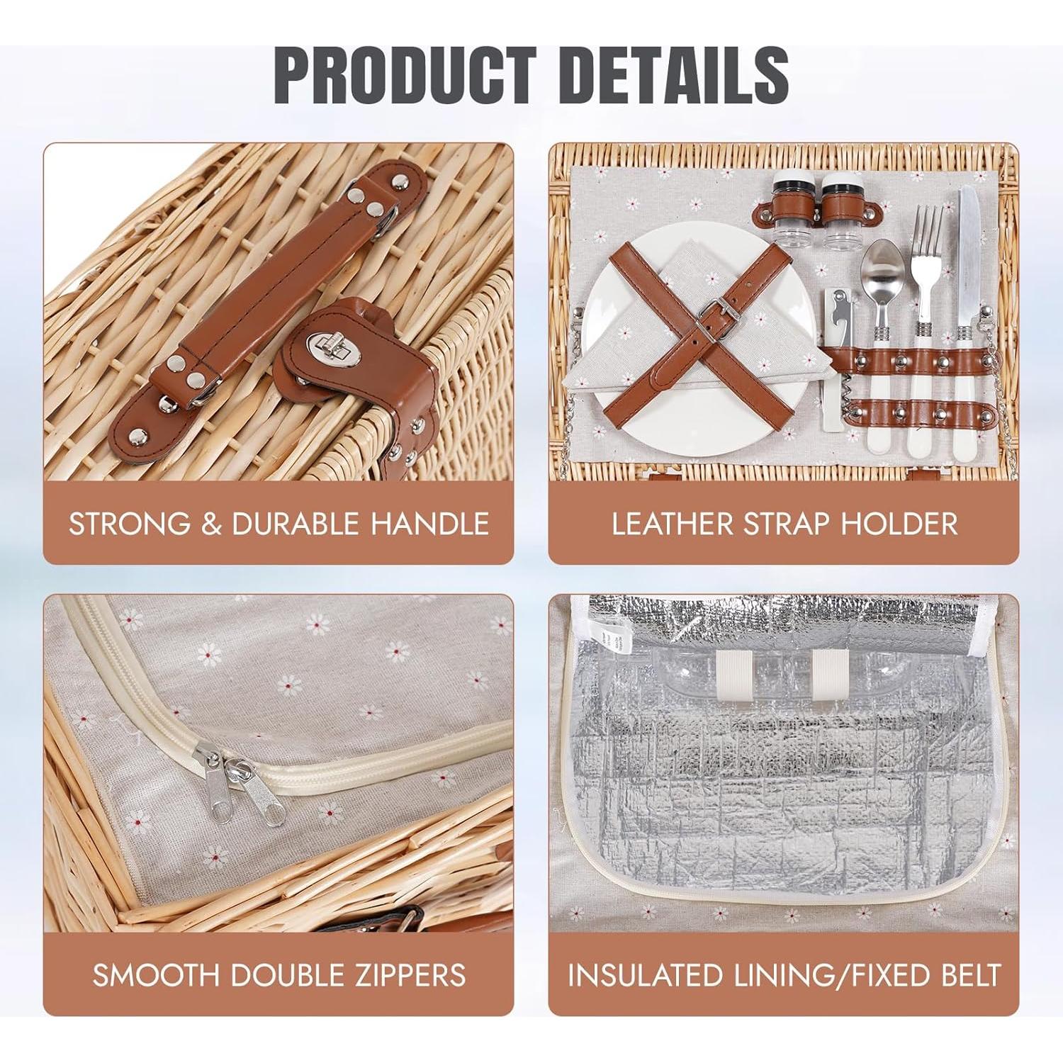 Cesta de Picnic HappyPicnic para 2 con Manta Impermeable