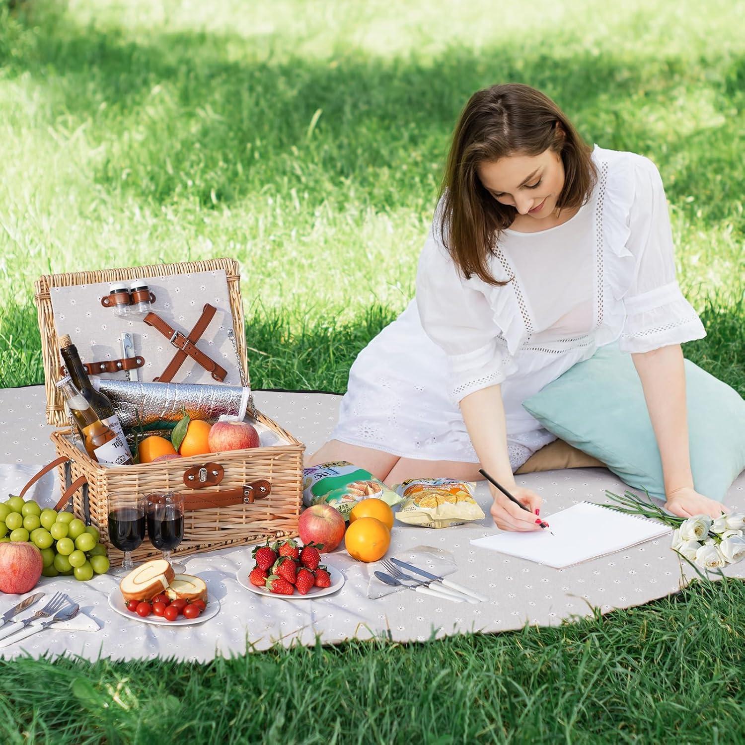 Cesta de Picnic HappyPicnic para 2 con Manta Impermeable