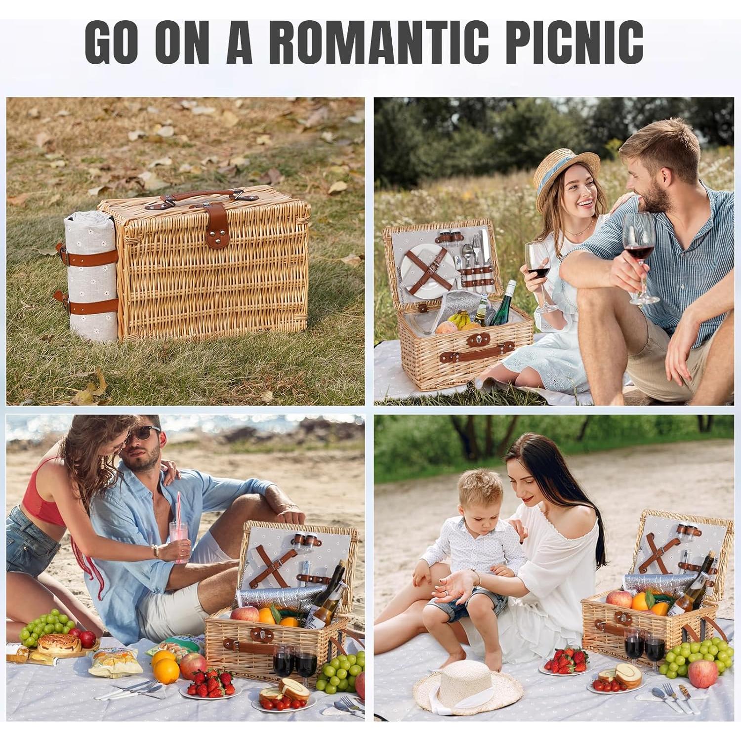Cesta de Picnic HappyPicnic para 2 con Manta Impermeable