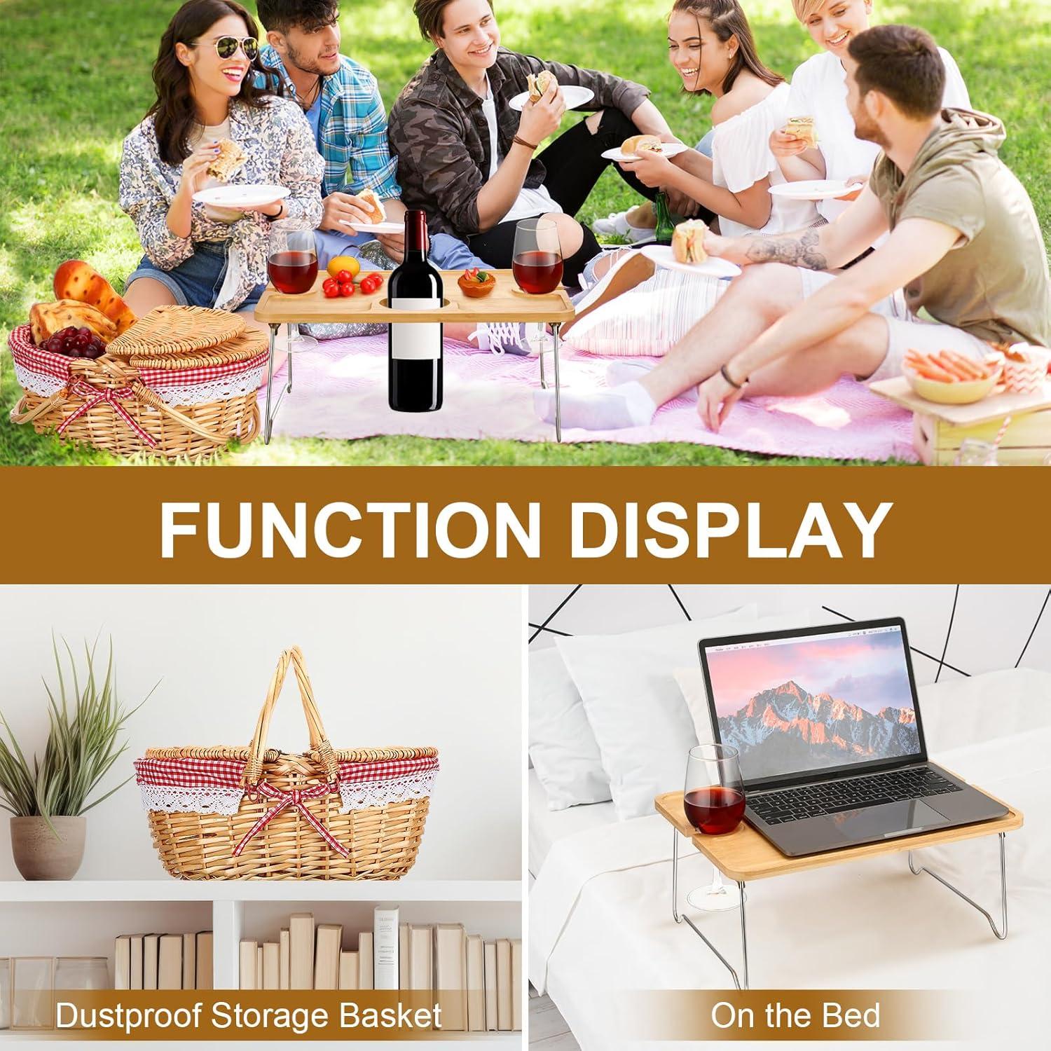 Cesta de Picnic Plegable FoldTier con Mesa de Vino para 2 Personas