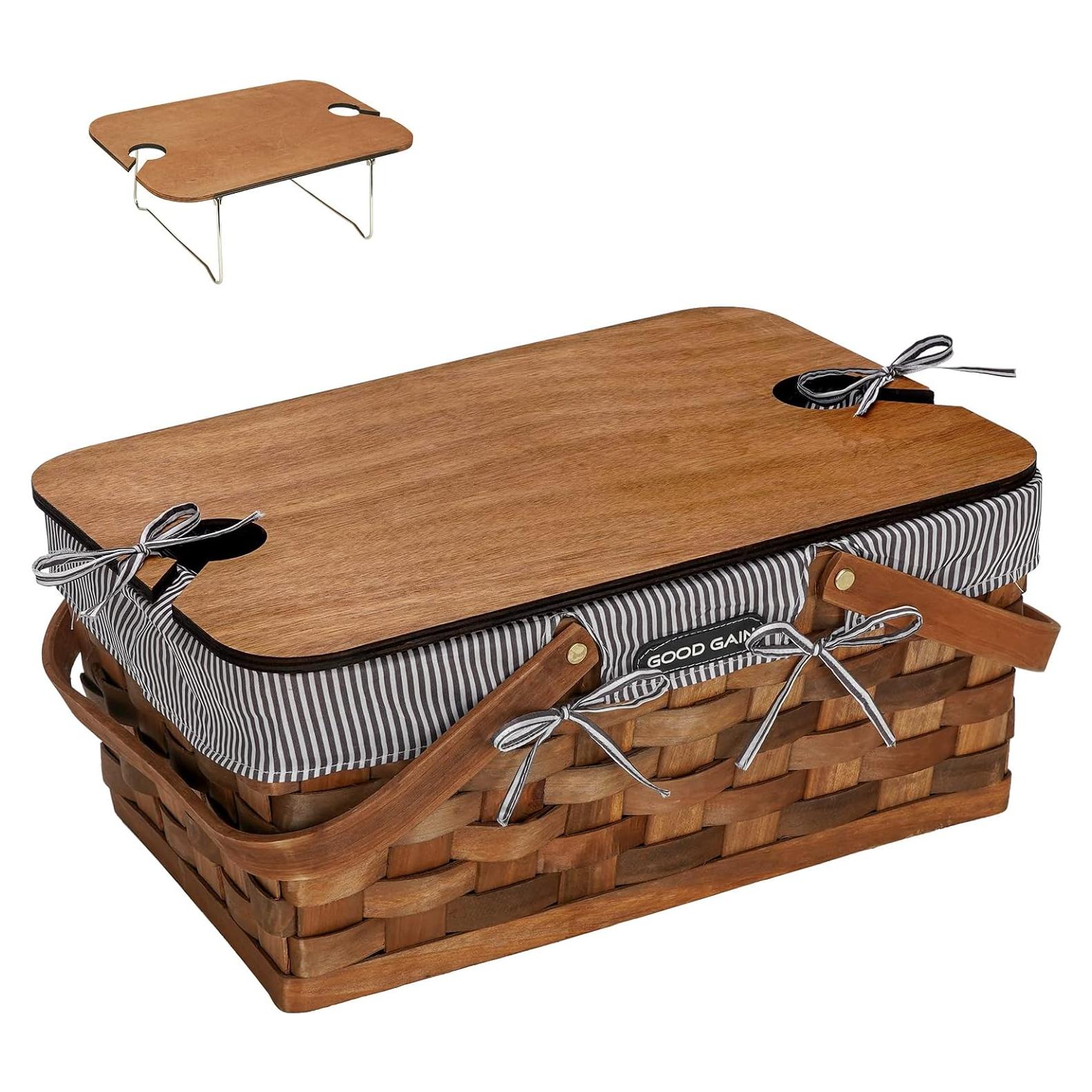 Cesta de Picnic G GOOD GAIN con Mesa de Vino Plegable 17.4L