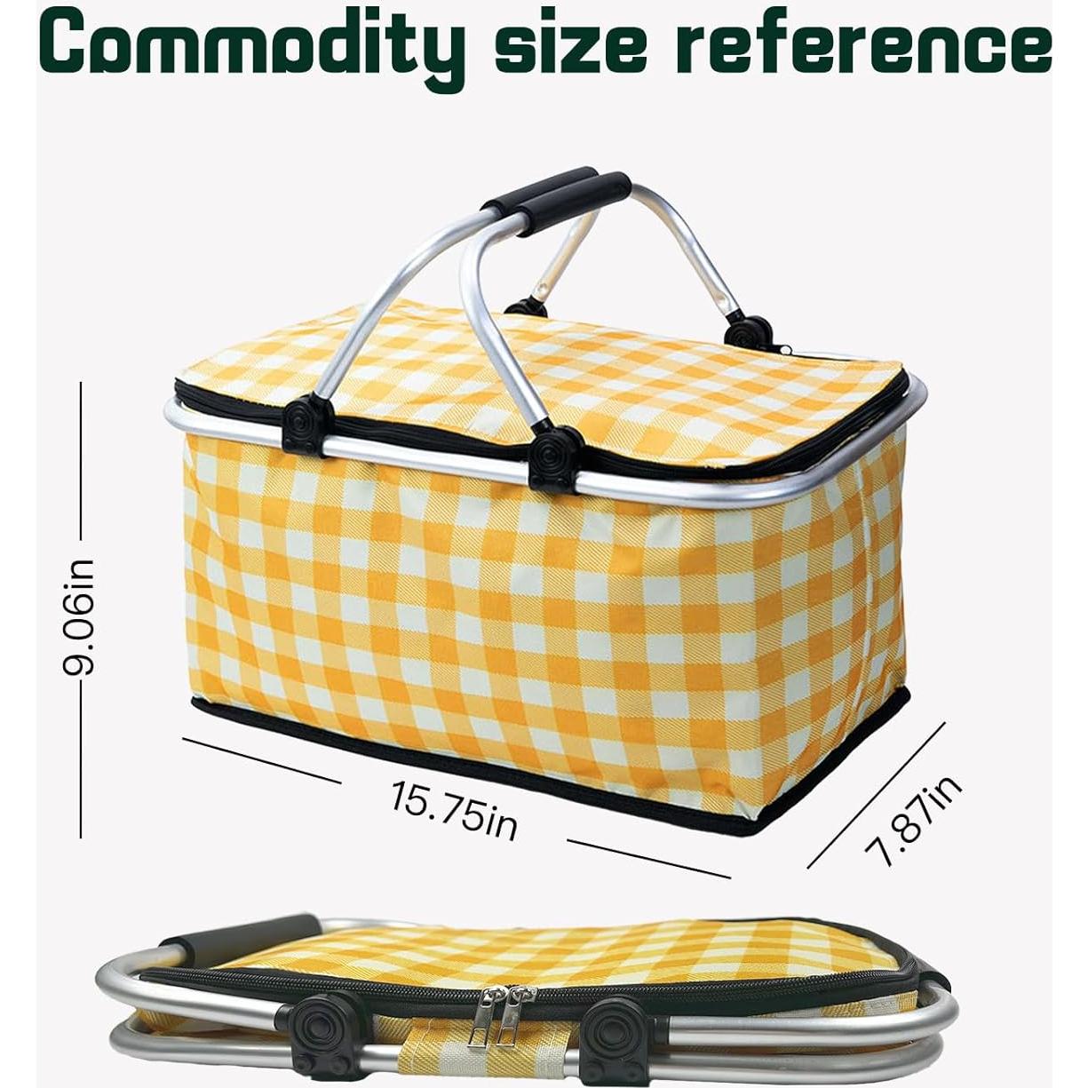 Cesta de Picnic Plegable DZHPSRSZ 18.5L Aislada para 2 Personas