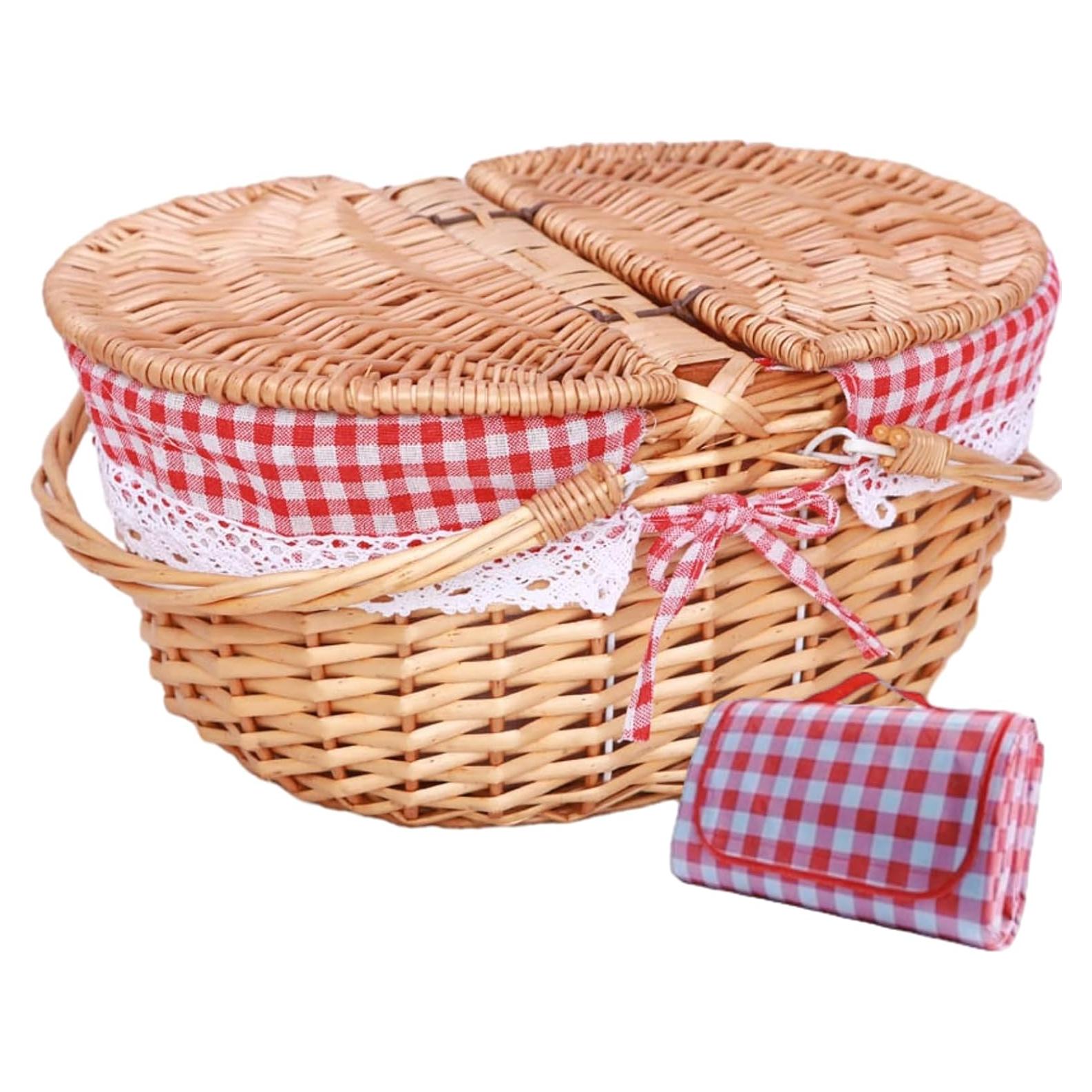 Cesta de Picnic Vintage de Mimbre GOVNPJ 12L con Tapa