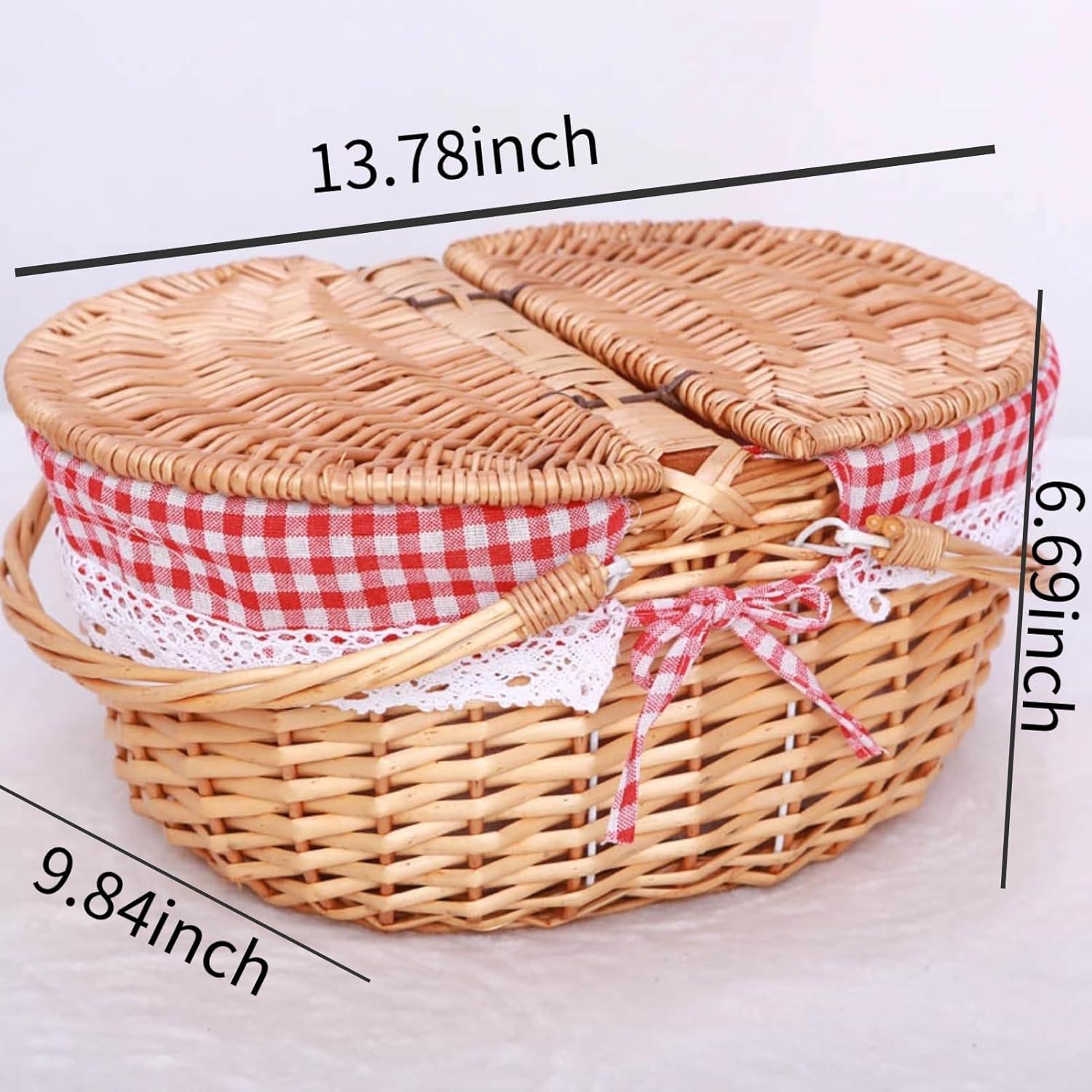 Cesta de Picnic Vintage de Mimbre GOVNPJ 12L con Tapa