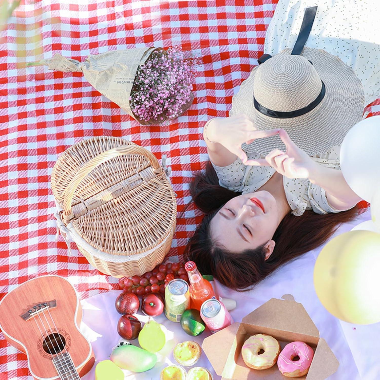 Cesta de Picnic Vintage de Mimbre GOVNPJ 12L con Tapa