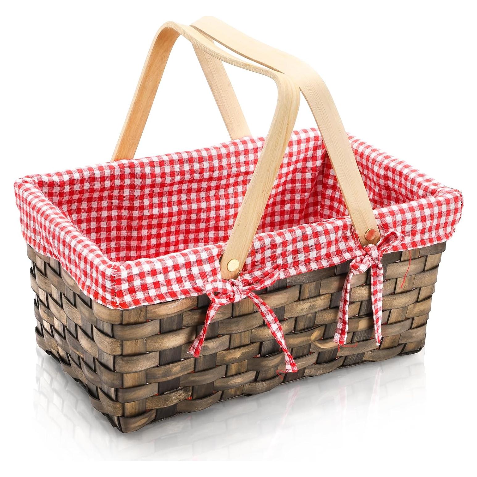 Canasta de Picnic Pequeña Yesland con Forro Rojo y Blanco