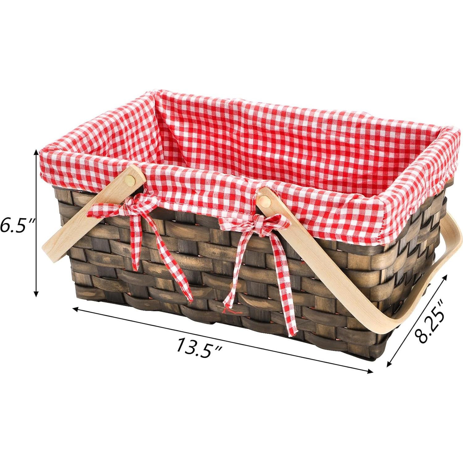 Canasta de Picnic Pequeña Yesland con Forro Rojo y Blanco