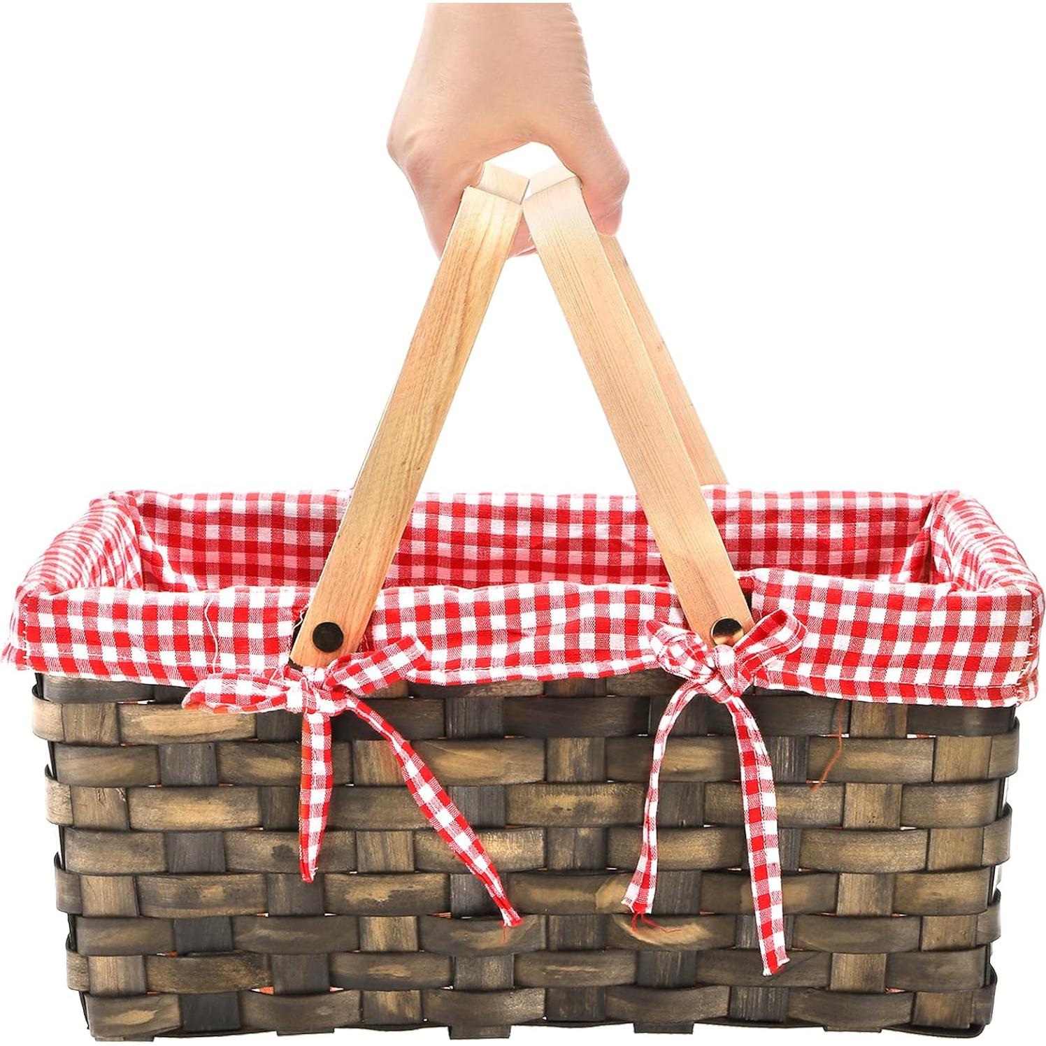 Canasta de Picnic Pequeña Yesland con Forro Rojo y Blanco