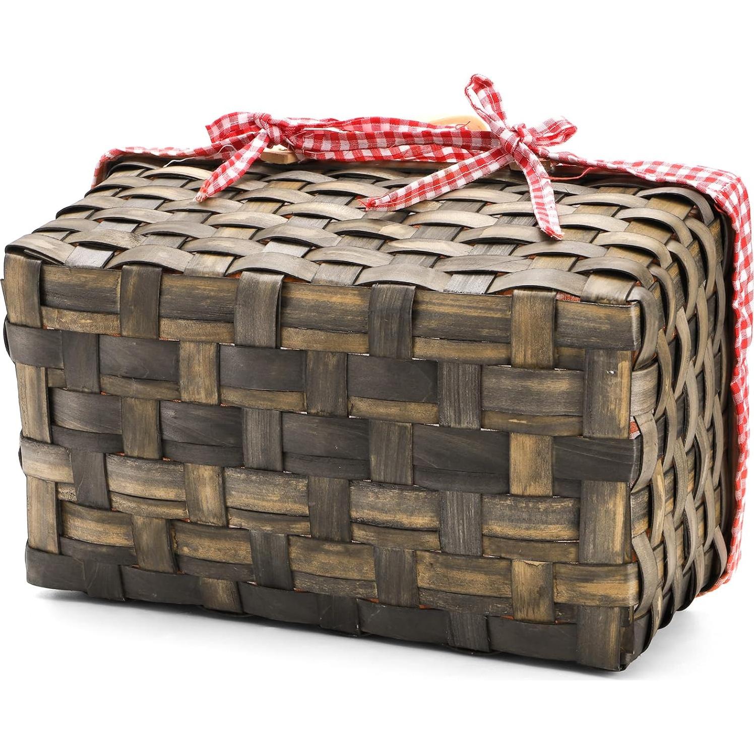 Canasta de Picnic Pequeña Yesland con Forro Rojo y Blanco