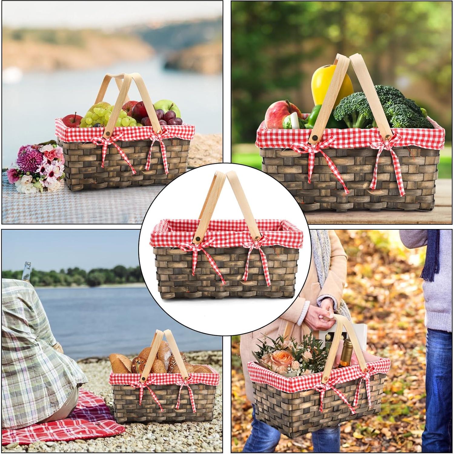 Canasta de Picnic Pequeña Yesland con Forro Rojo y Blanco