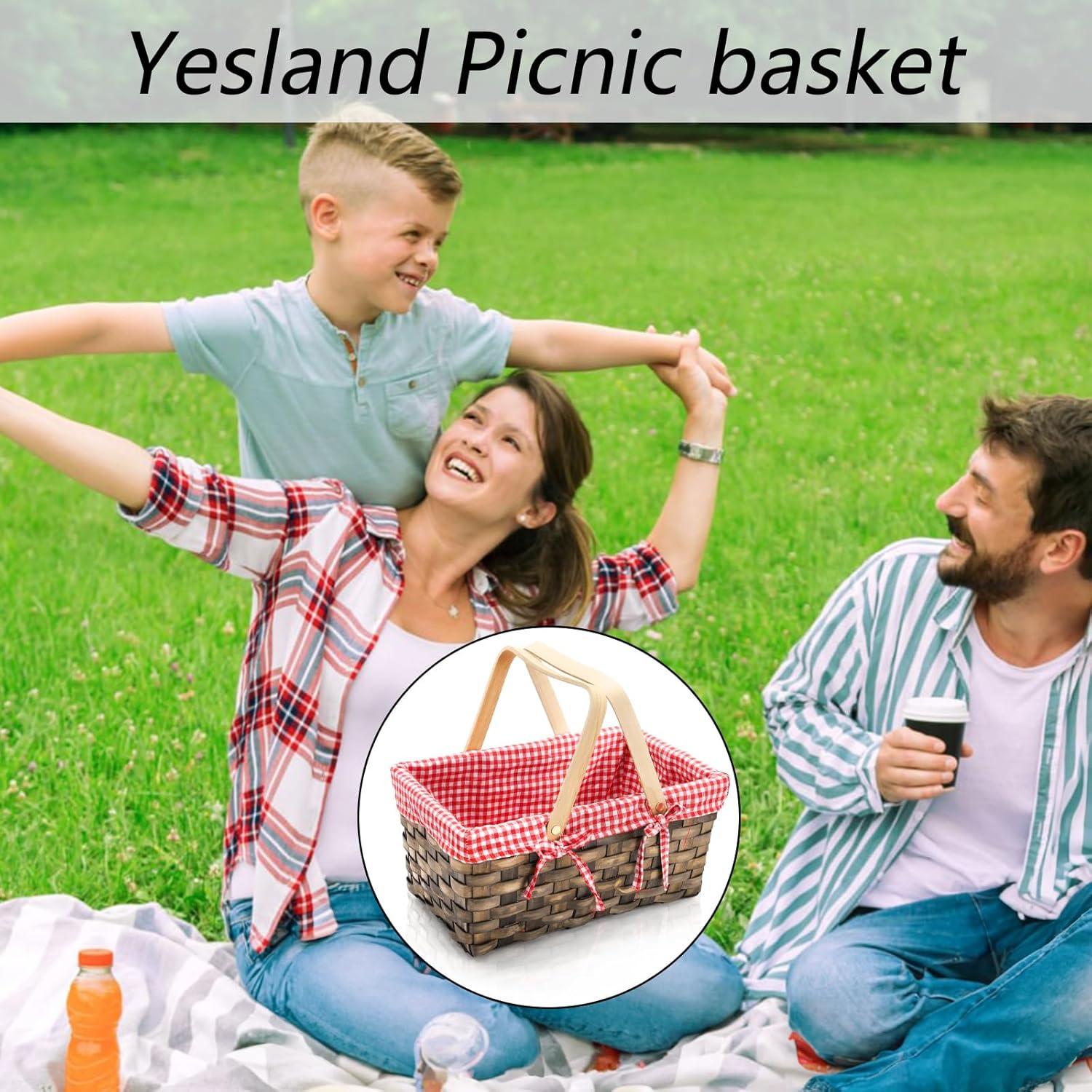 Canasta de Picnic Pequeña Yesland con Forro Rojo y Blanco