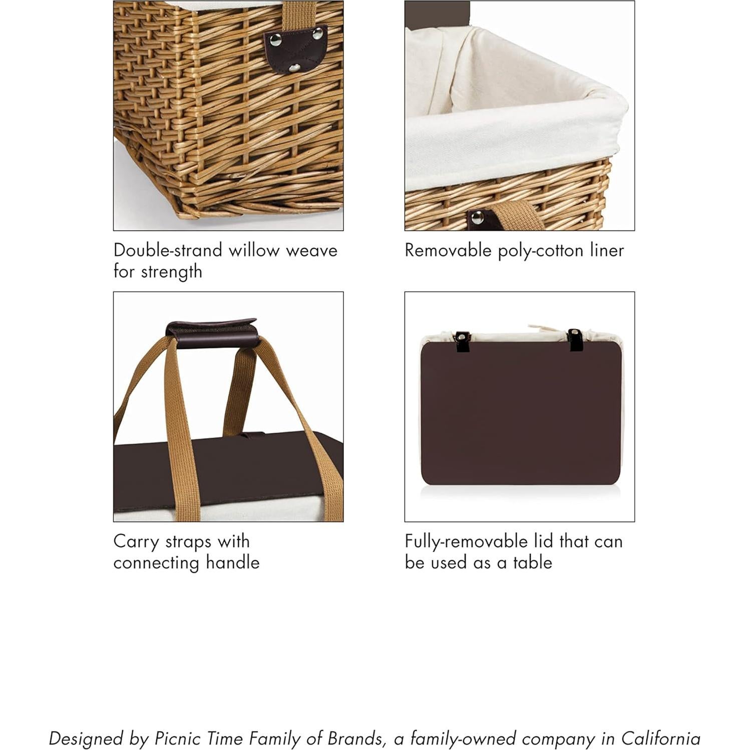 Canasta de Picnic Wicker para 2 PICNIC TIME 42x28.7x24.9 cm