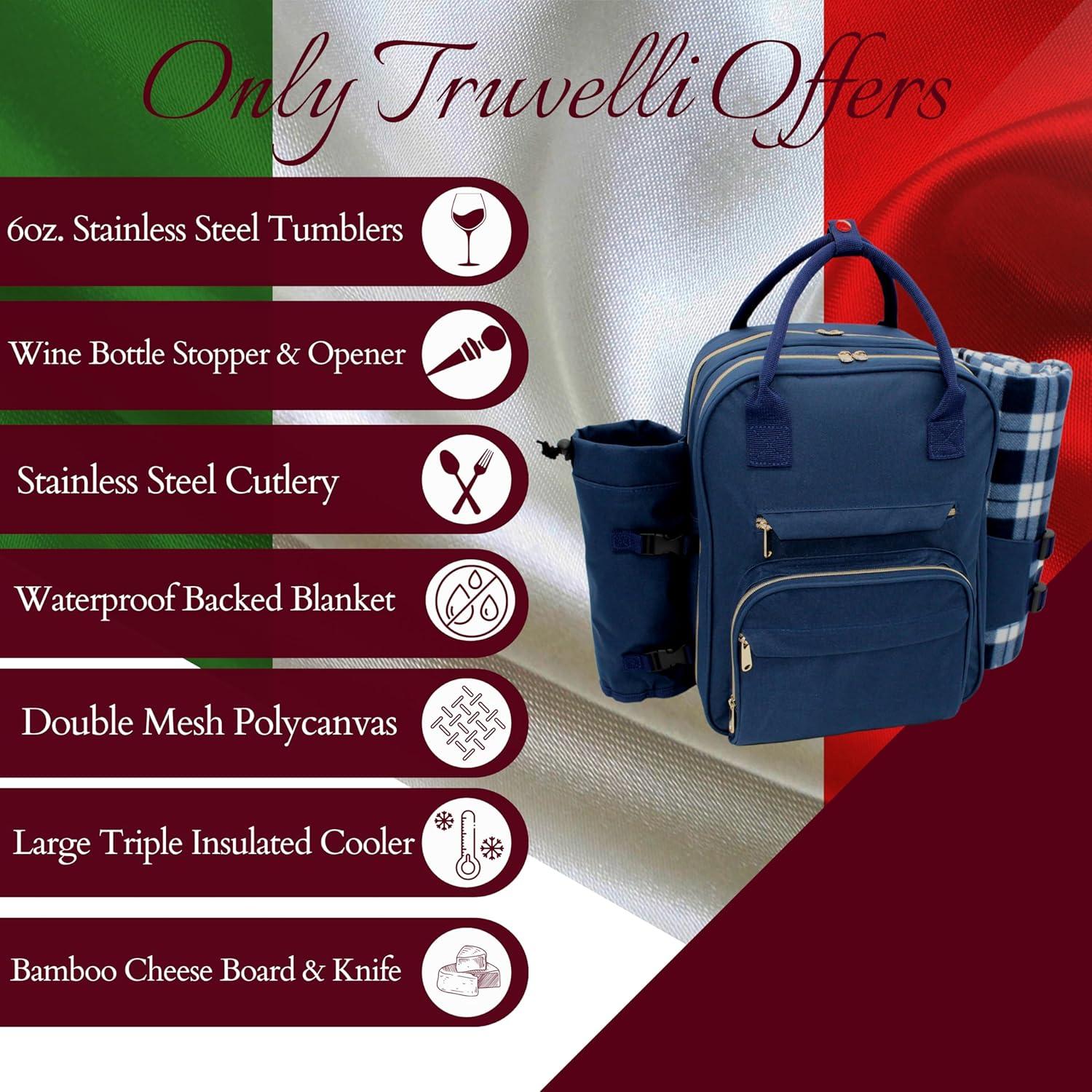 Mochila de Picnic Truvelli Azul para 2 Personas con Manta