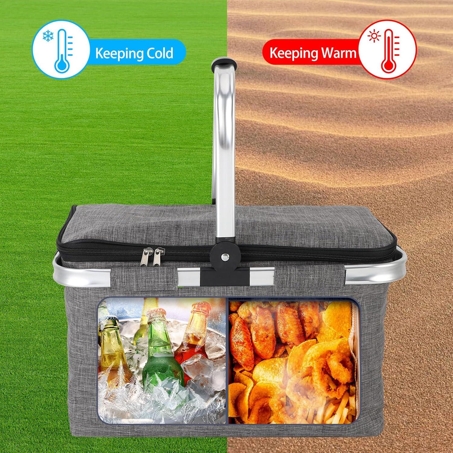 Canasta de Picnic Aislada MEKOTRIN 45x26x25 cm Gris