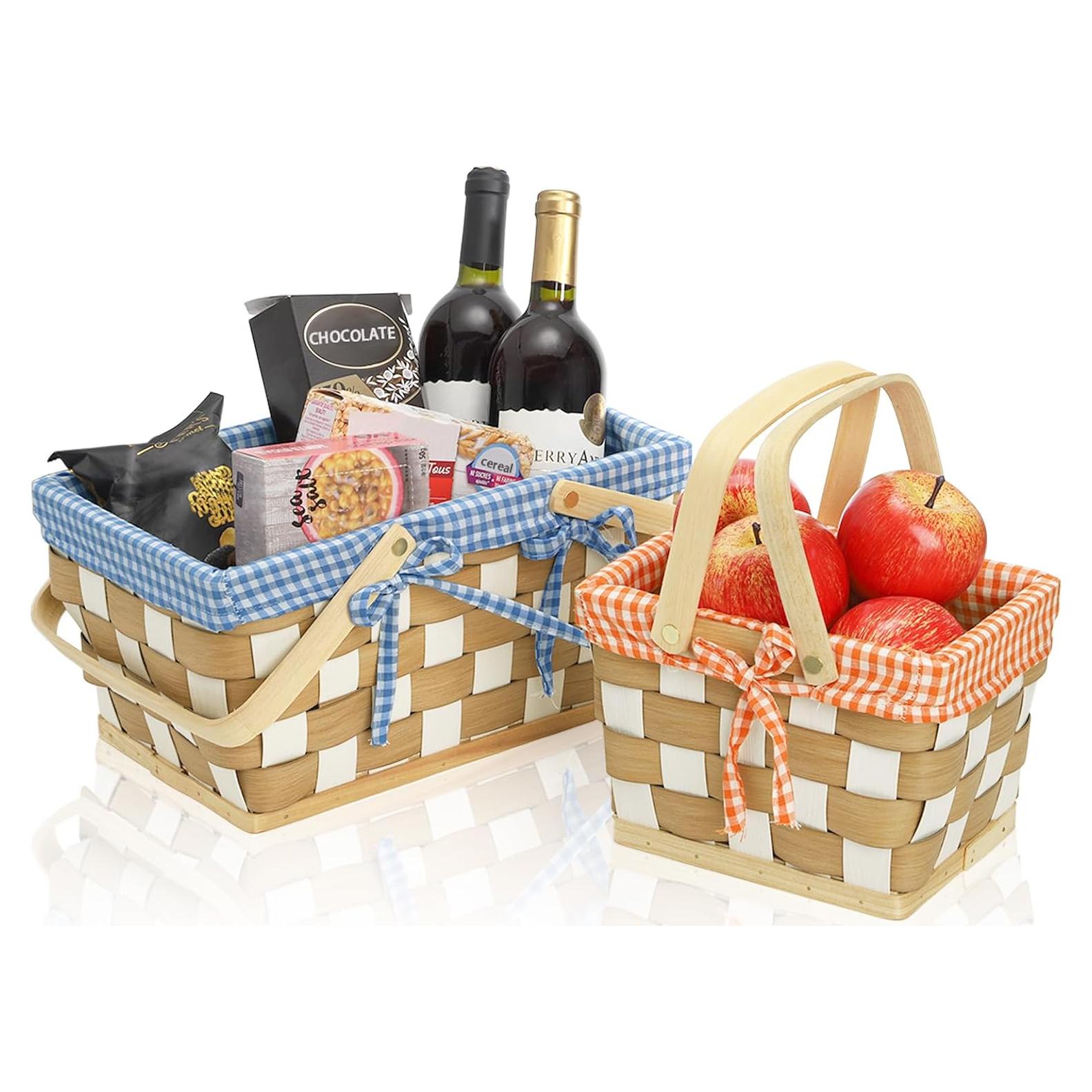 Cestas de Picnic YIMITEE - 2 Piezas Tejidas a Mano 34x22cm