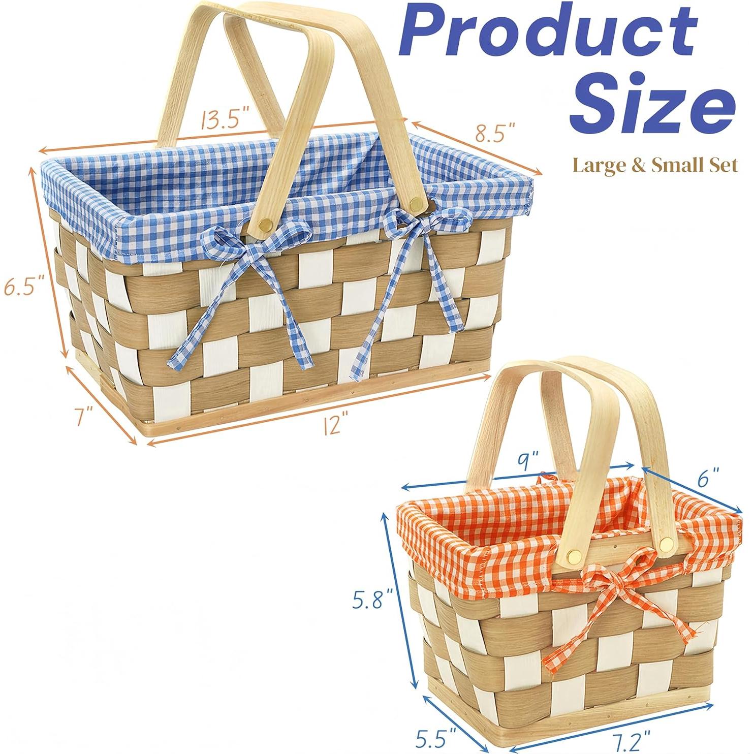 Cestas de Picnic YIMITEE - 2 Piezas Tejidas a Mano 34x22cm