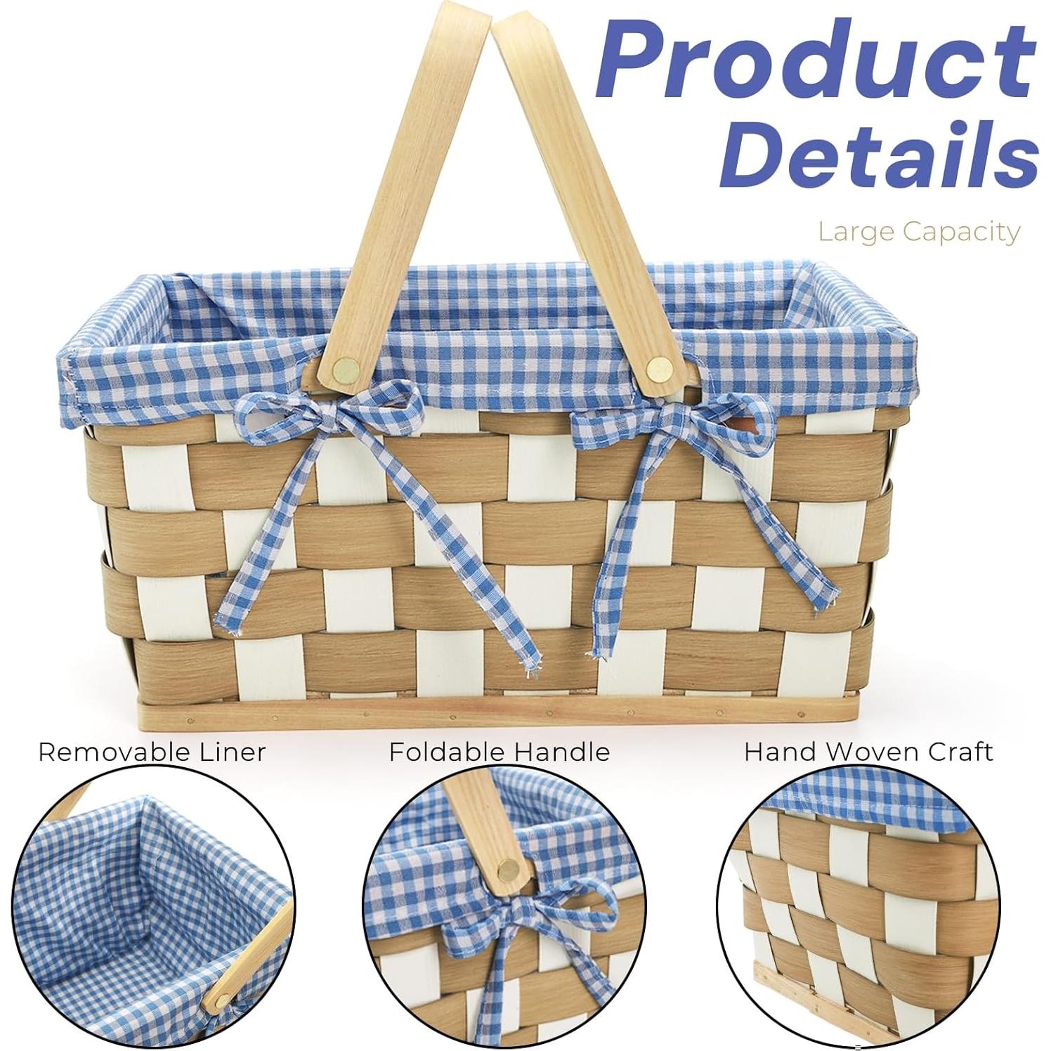 Cestas de Picnic YIMITEE - 2 Piezas Tejidas a Mano 34x22cm