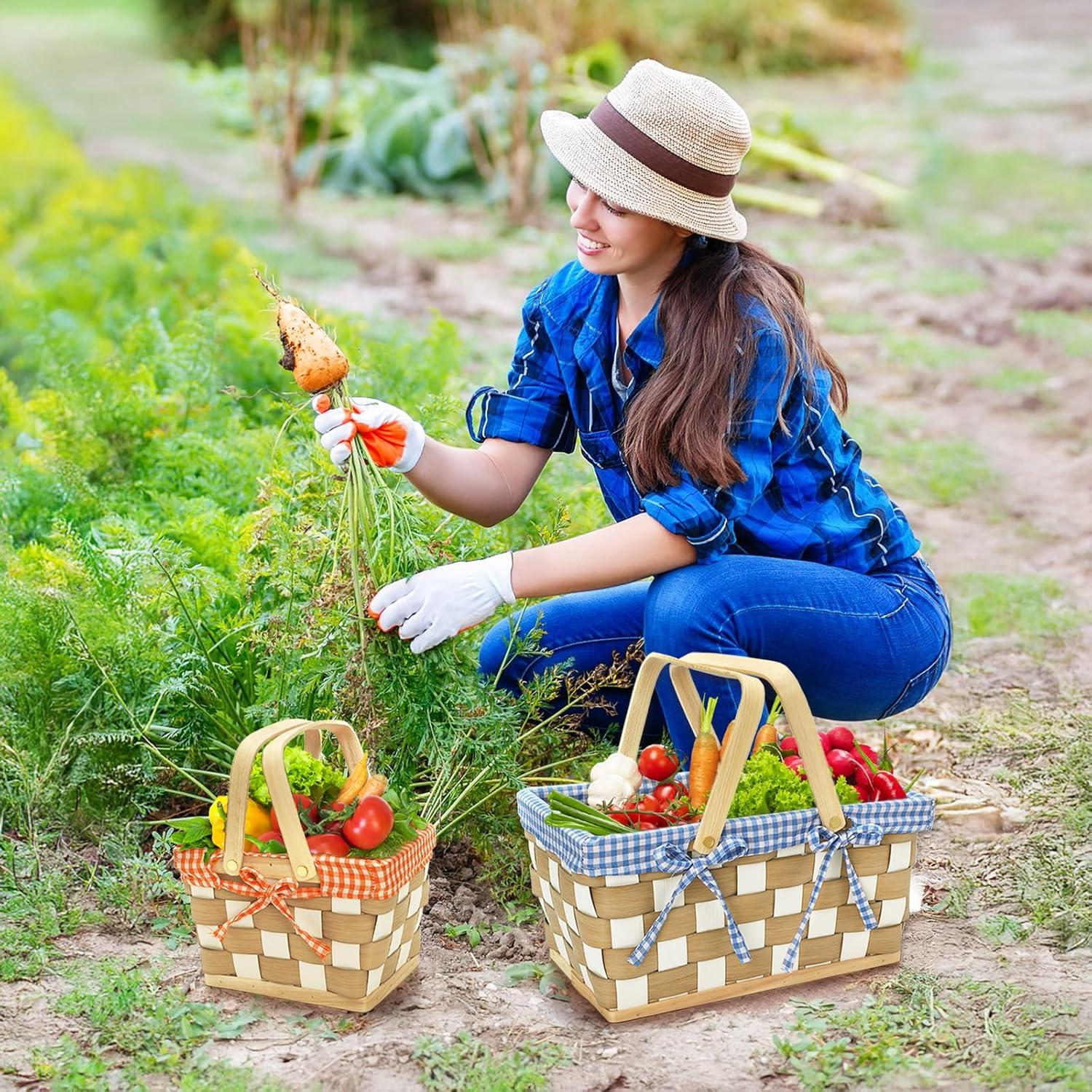 Cestas de Picnic YIMITEE - 2 Piezas Tejidas a Mano 34x22cm