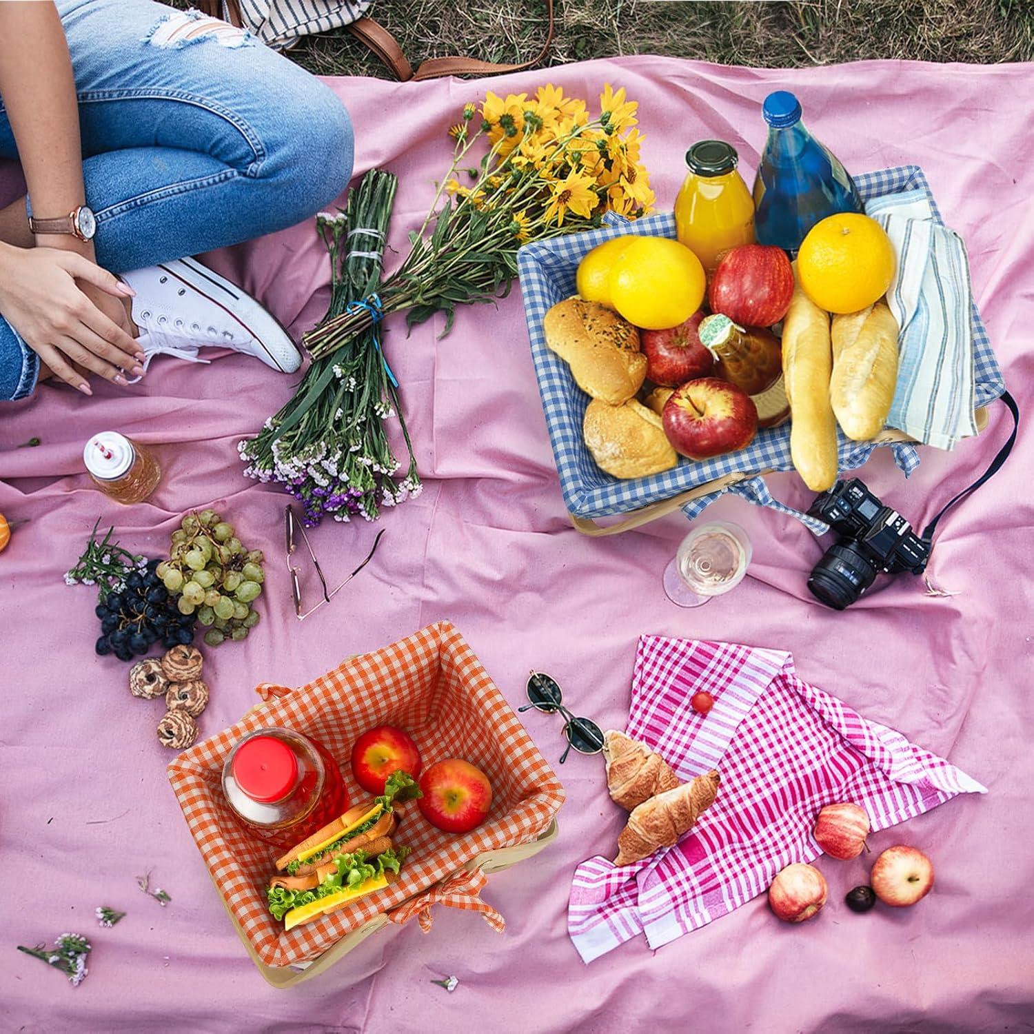 Cestas de Picnic YIMITEE - 2 Piezas Tejidas a Mano 34x22cm