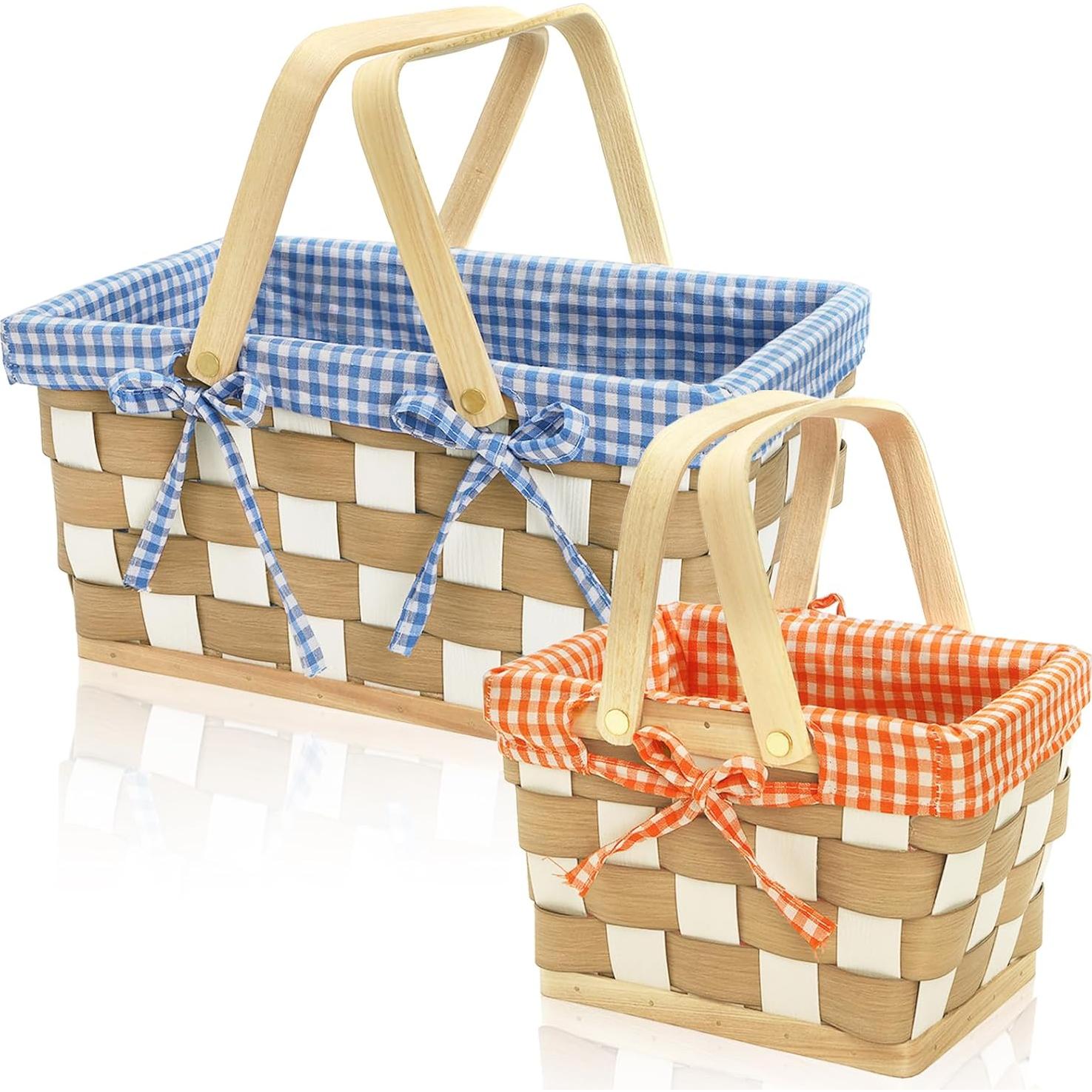 Cestas de Picnic YIMITEE - 2 Piezas Tejidas a Mano 34x22cm