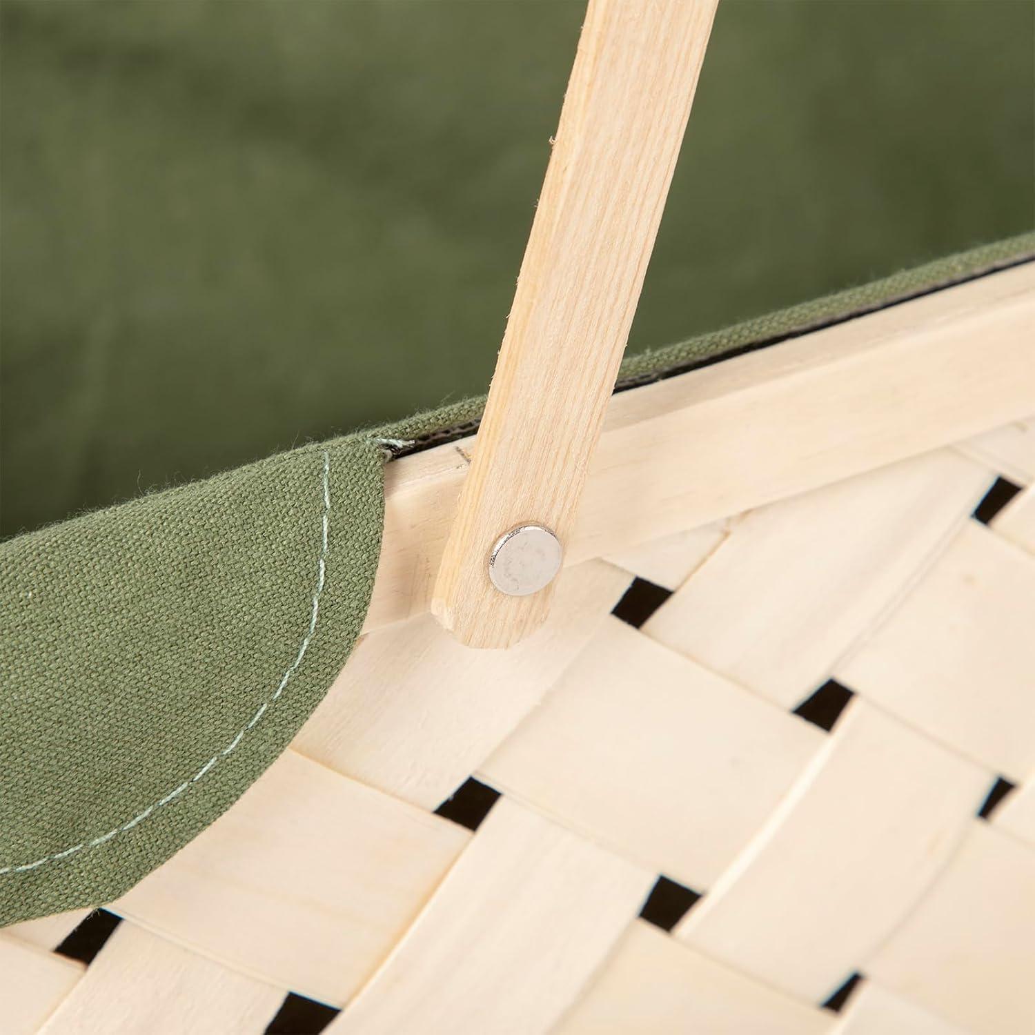 Cesta de Picnic YRLSOTGE de Madera Natural Verde 35.5x19x14 cm