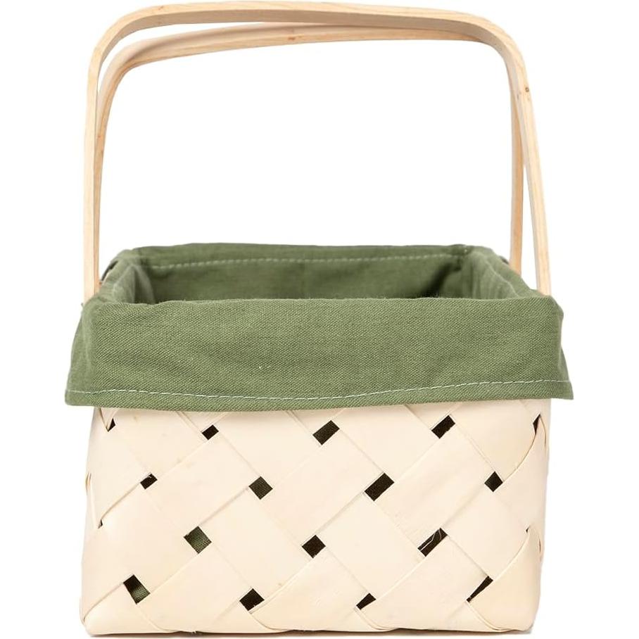 Cesta de Picnic YRLSOTGE de Madera Natural Verde 35.5x19x14 cm
