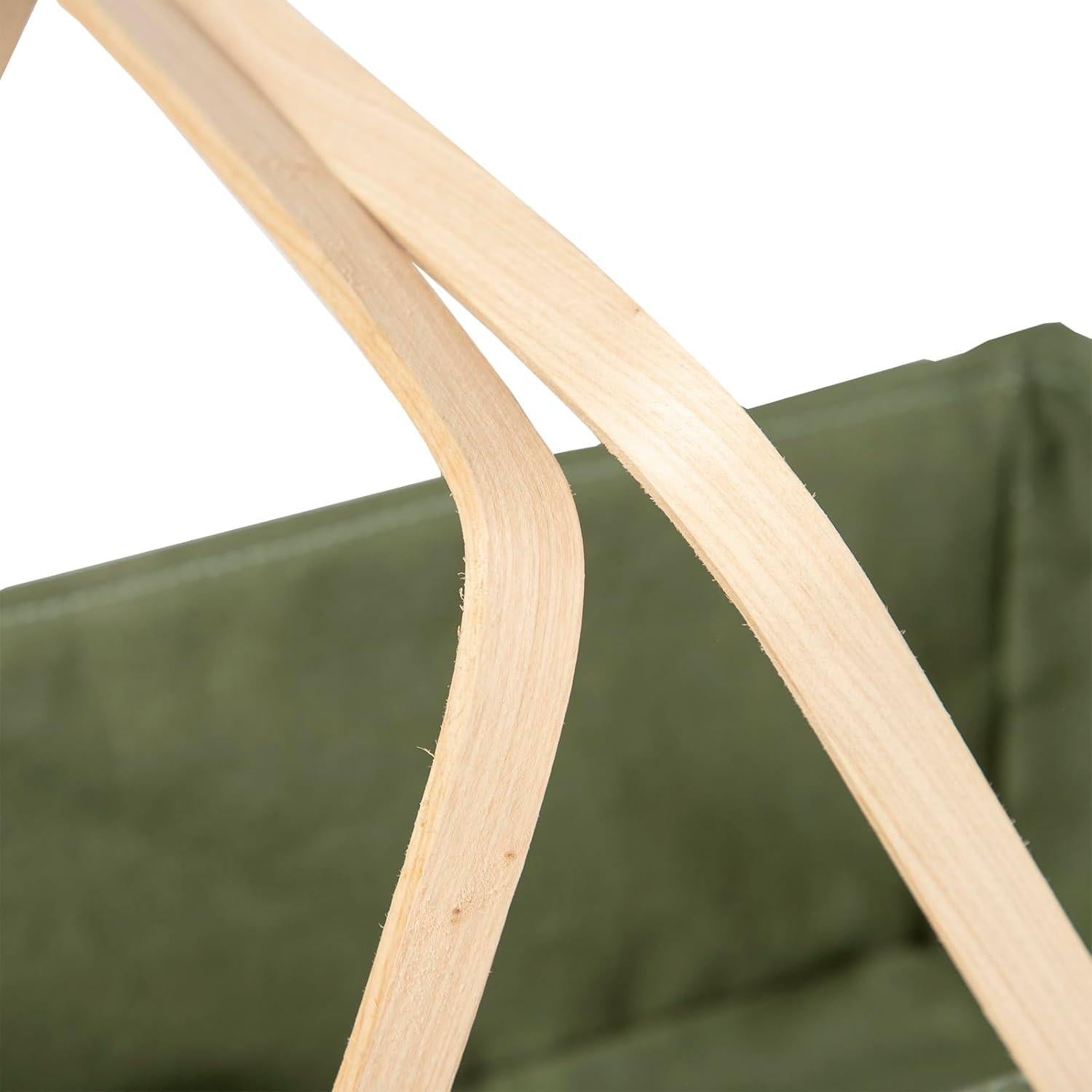 Cesta de Picnic YRLSOTGE de Madera Natural Verde 35.5x19x14 cm