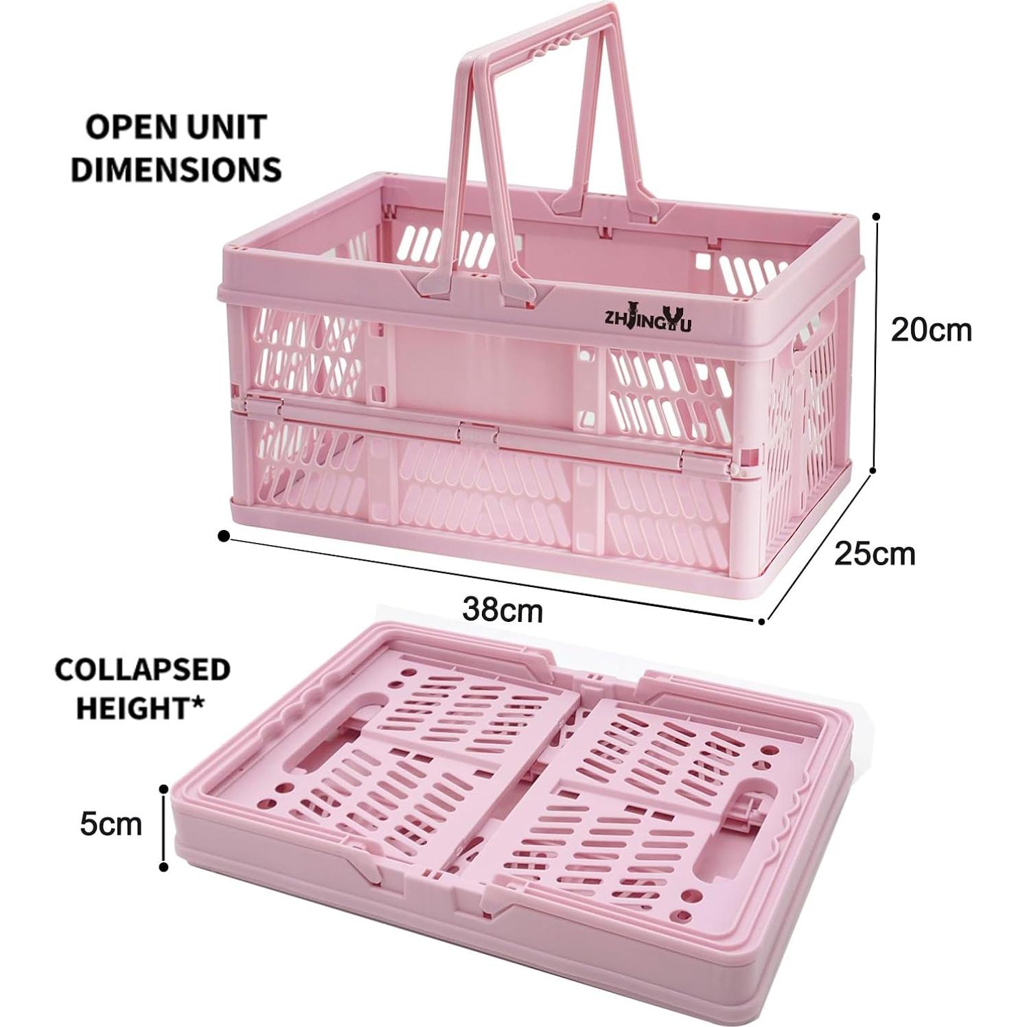 Cesta de Compras Plegable JMFOLD 20L Rosa Ergonómica