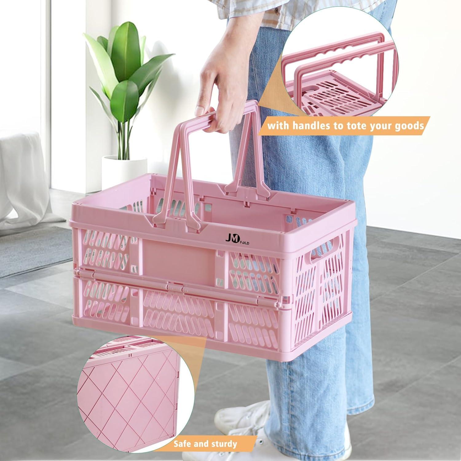 Cesta de Compras Plegable JMFOLD 20L Rosa Ergonómica