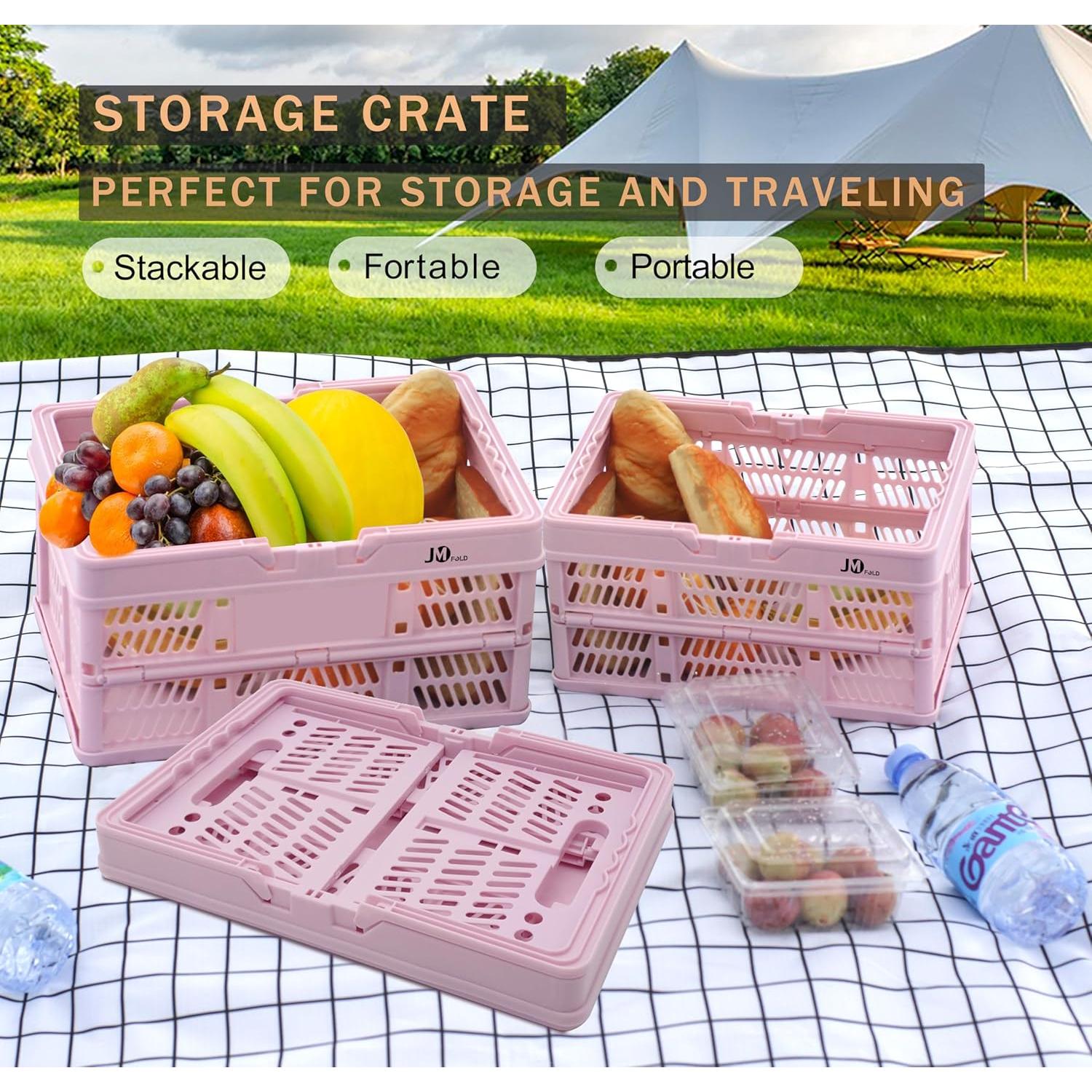 Cesta de Compras Plegable JMFOLD 20L Rosa Ergonómica