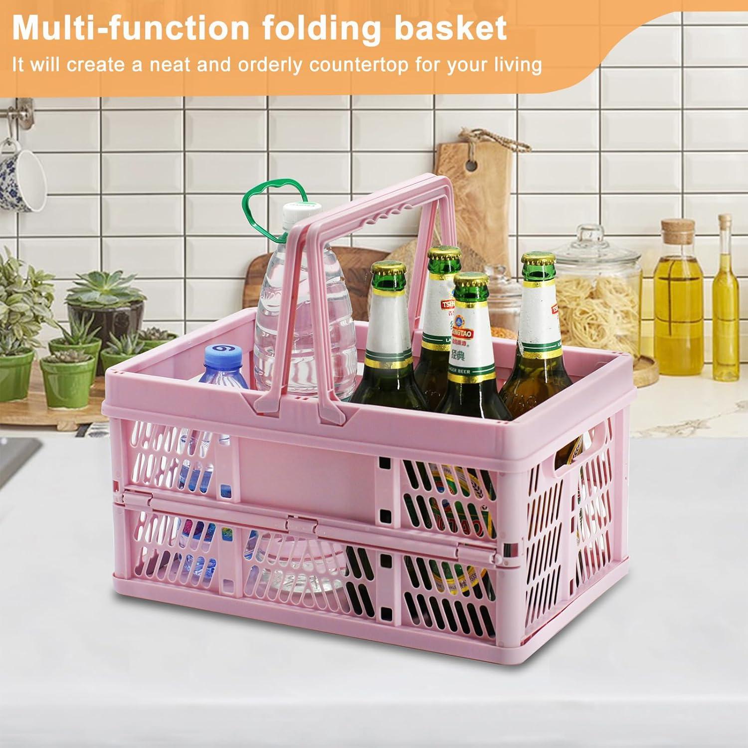 Cesta de Compras Plegable JMFOLD 20L Rosa Ergonómica