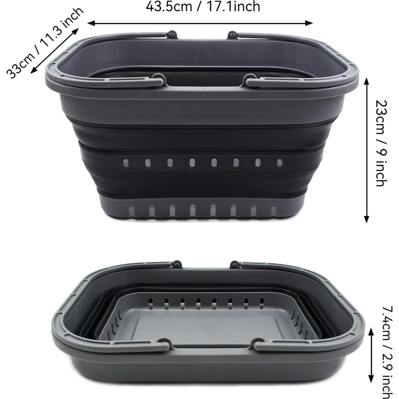 Cubo Plegable SAMMART 19L Gris/Negro - Canasta de Picnic