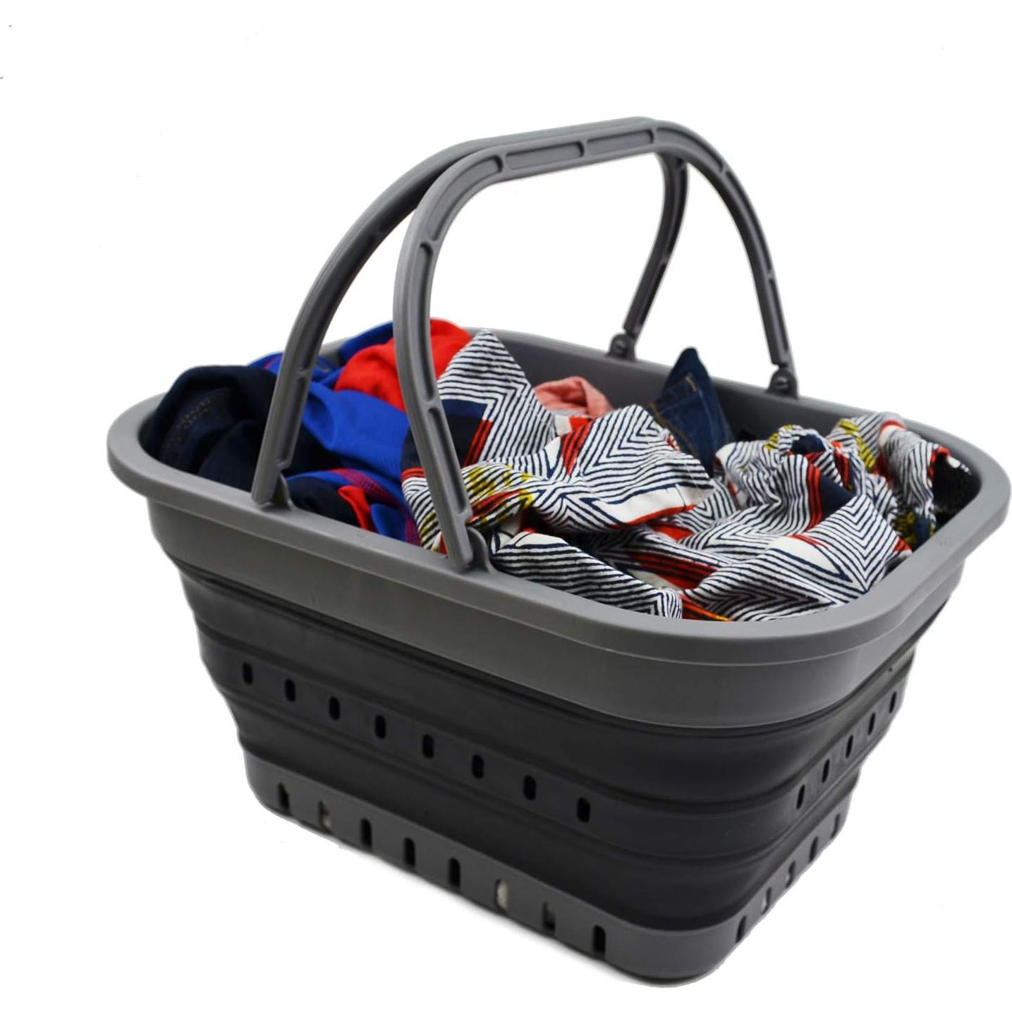 Cubo Plegable SAMMART 19L Gris/Negro - Canasta de Picnic