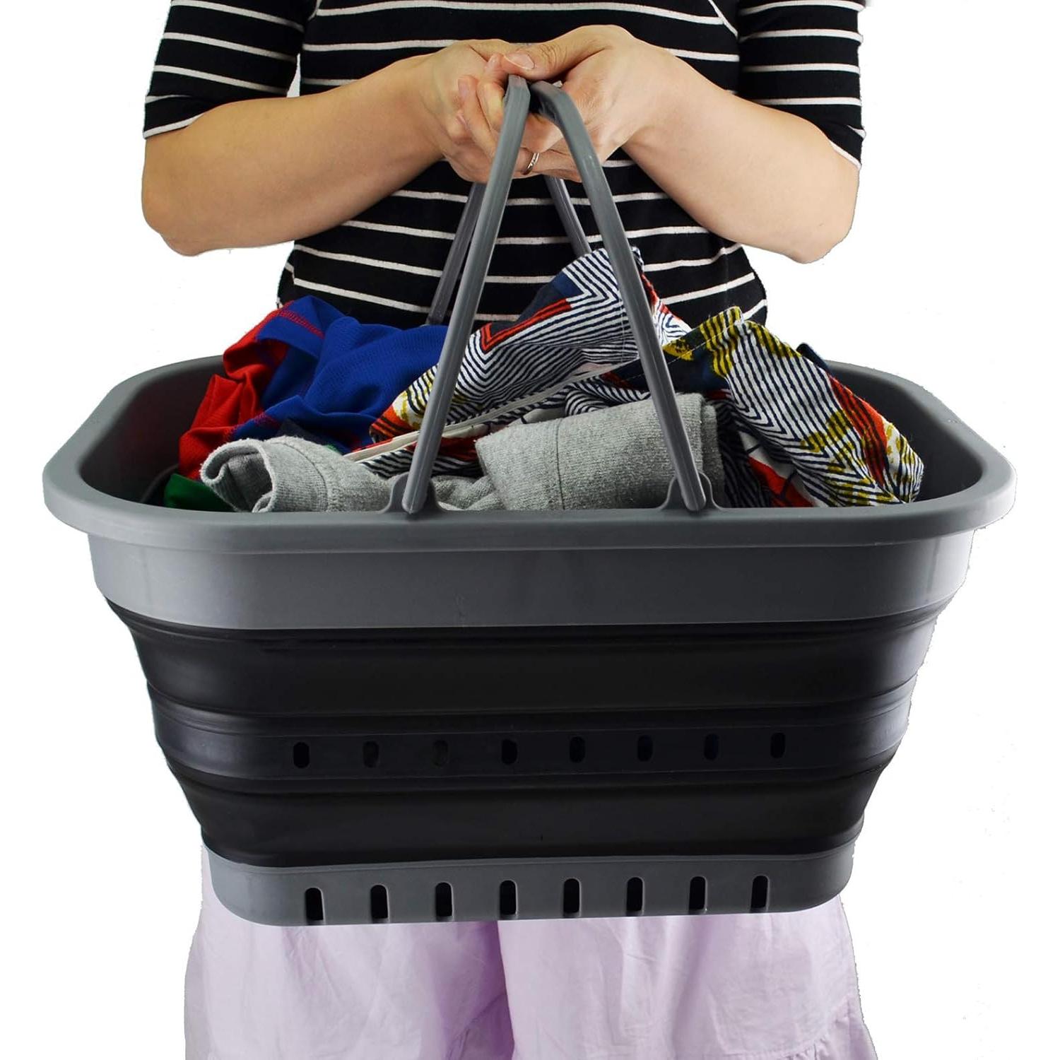 Cubo Plegable SAMMART 19L Gris/Negro - Canasta de Picnic