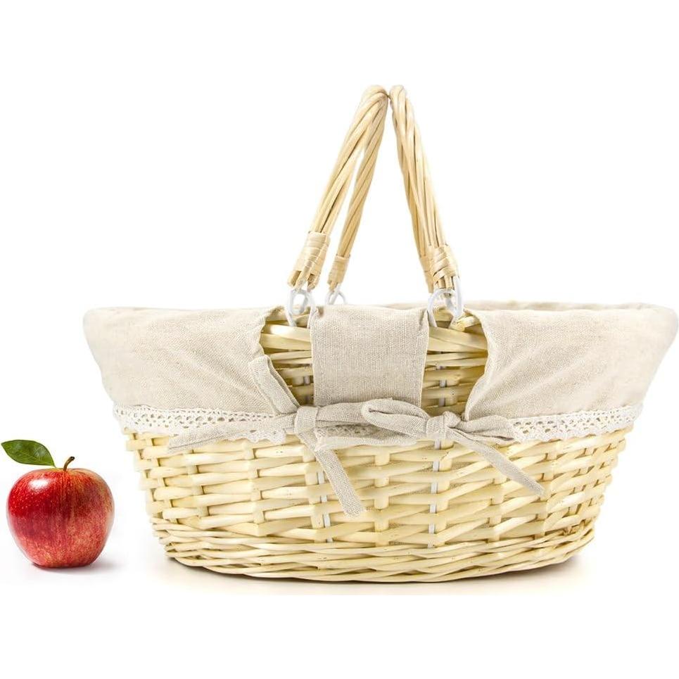 Cesta de Mimbre UJoylify Ovalada Grande 15.5L Natural