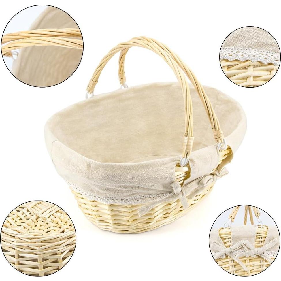 Cesta de Mimbre UJoylify Ovalada Grande 15.5L Natural