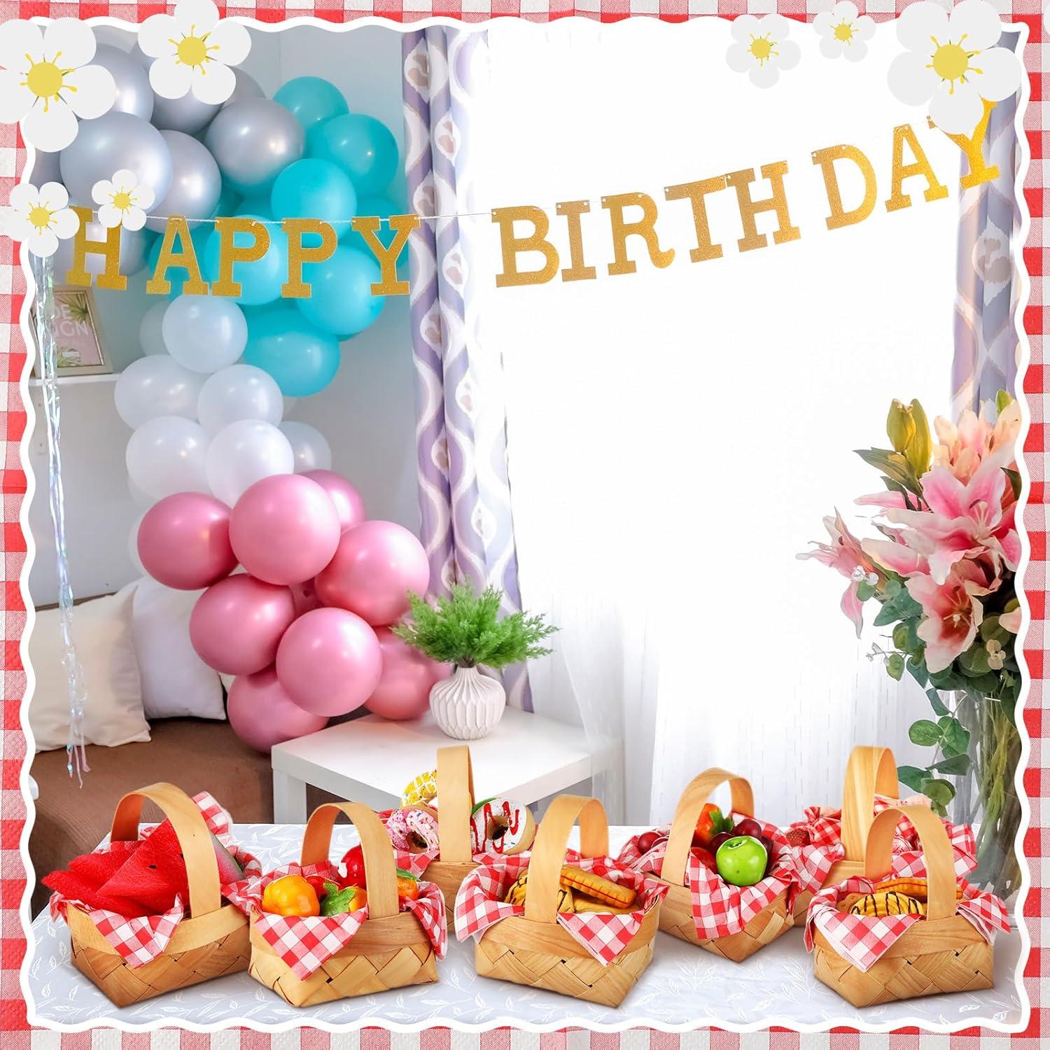 Mini Cestas de Madera Geelin 12 Pcs con 20 Servilletas Rojas