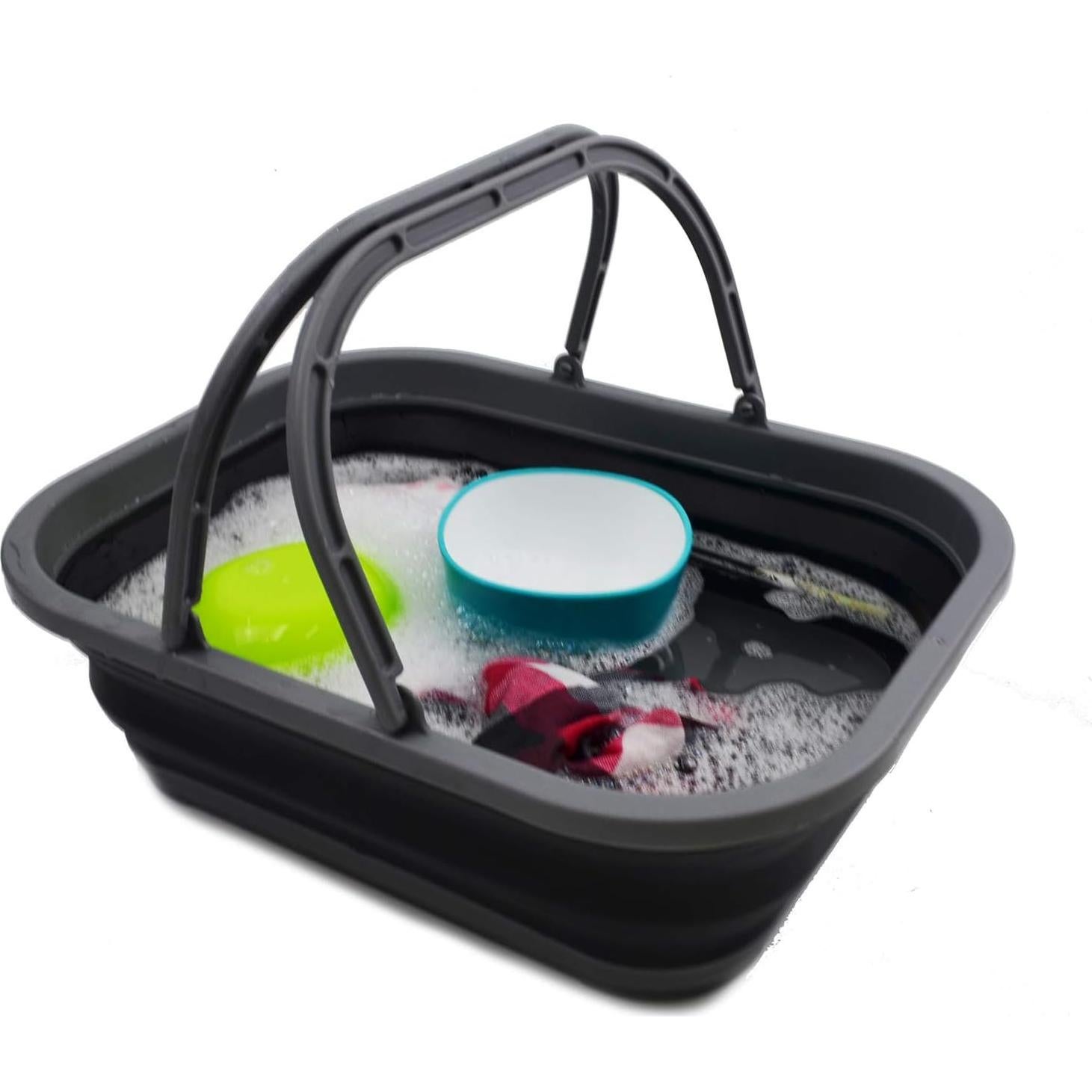 Cubo Plegable SAMMART 12L Gris/Negro - Canasta Portátil