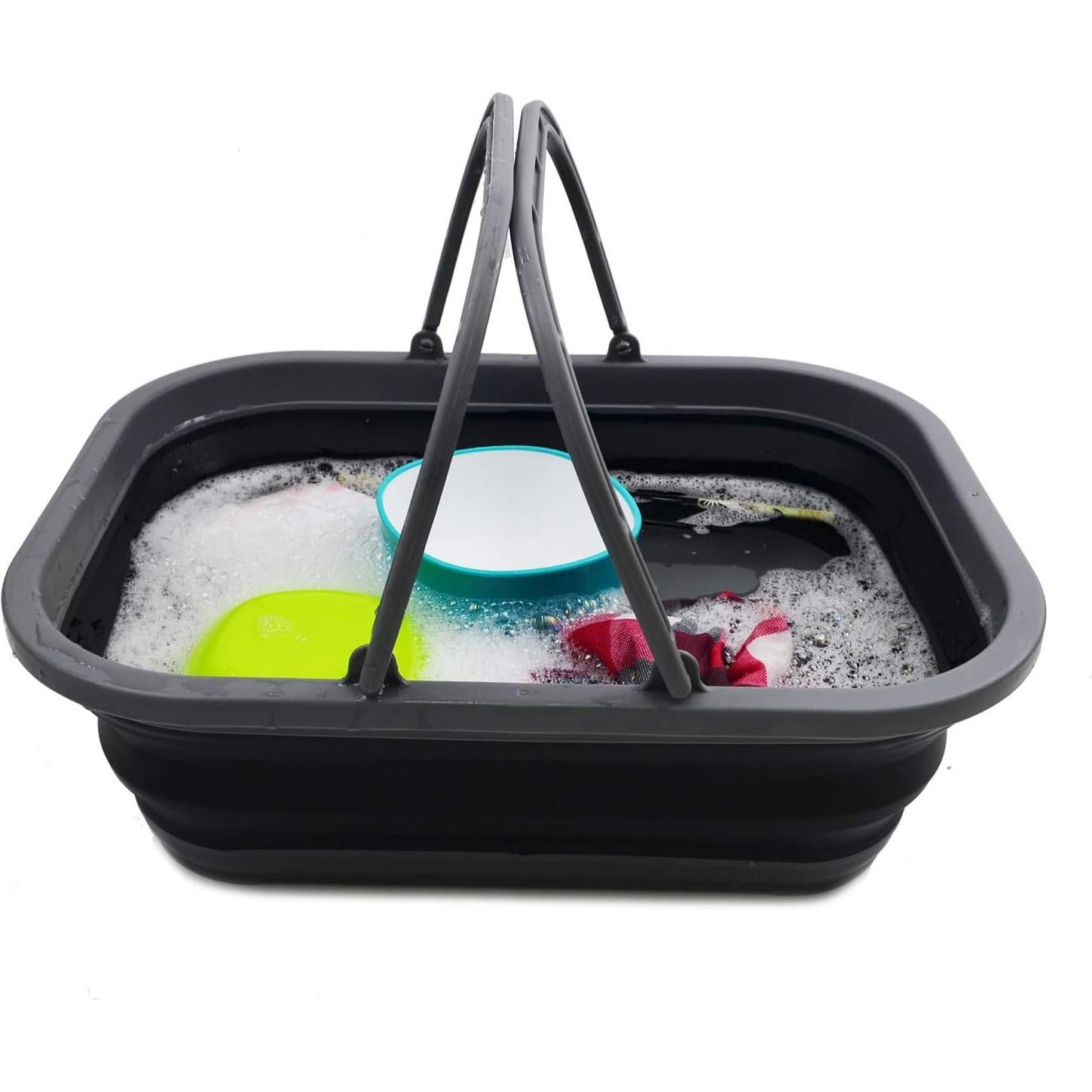 Cubo Plegable SAMMART 12L Gris/Negro - Canasta Portátil