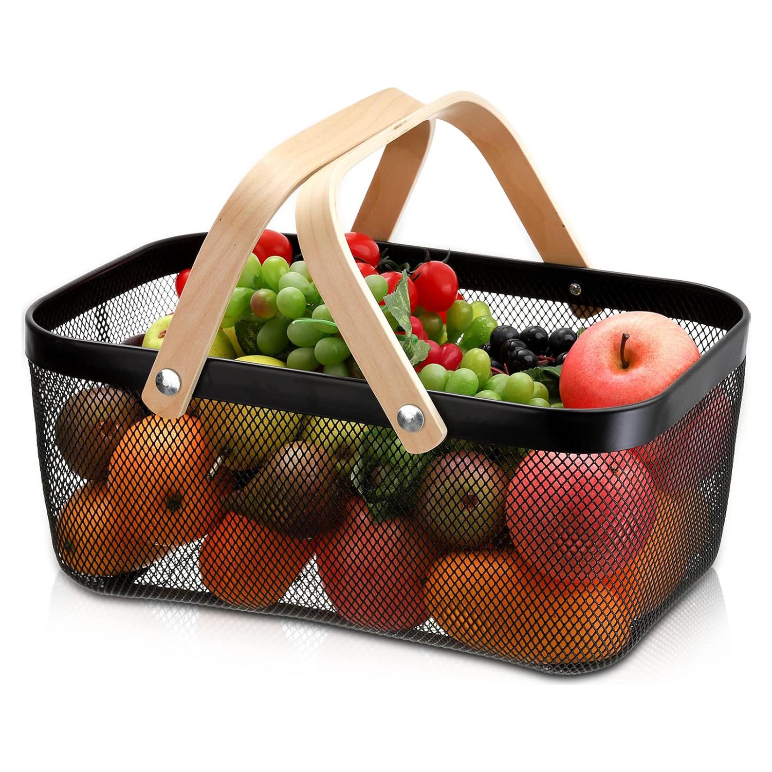 Cesta de Almacenamiento ZEAYEA de Malla Rectangular Negra 40.6x24.9x17.8 cm