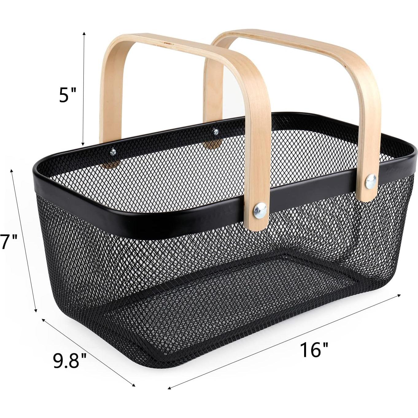 Cesta de Almacenamiento ZEAYEA de Malla Rectangular Negra 40.6x24.9x17.8 cm