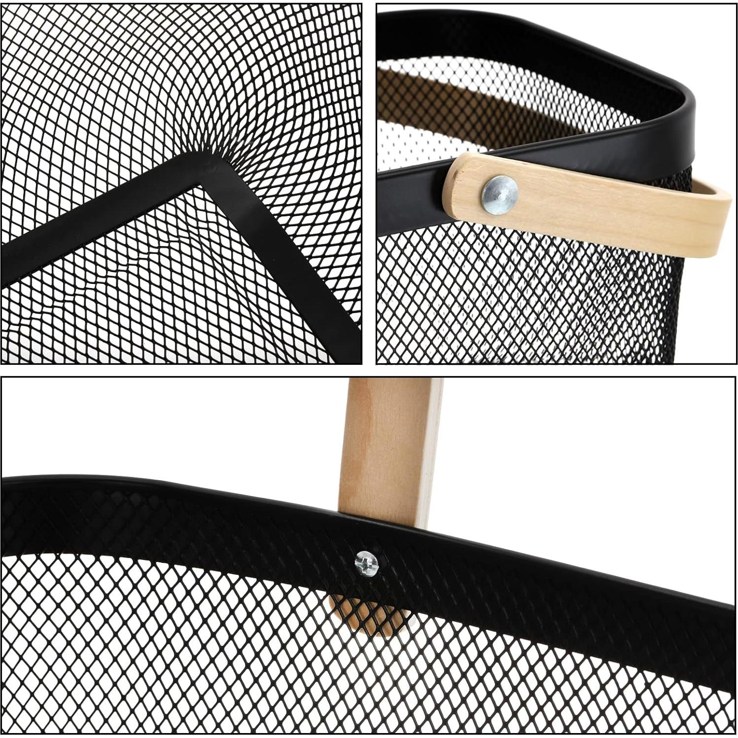 Cesta de Almacenamiento ZEAYEA de Malla Rectangular Negra 40.6x24.9x17.8 cm