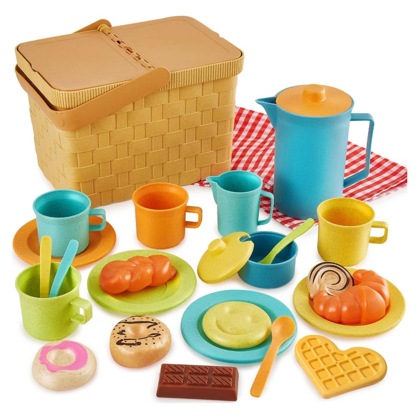 HERSITY Juguete de Picnic para Niños con Tetera y Comida