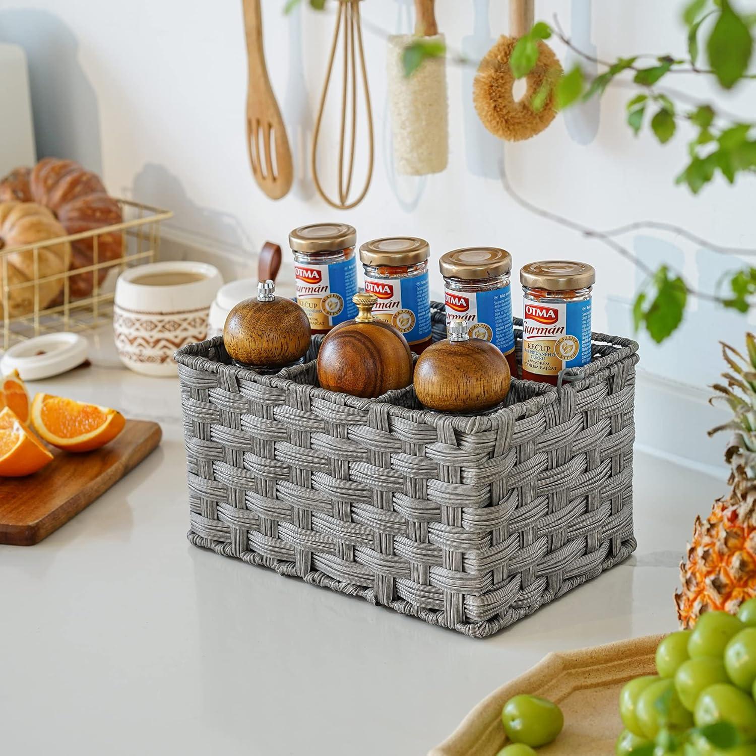 Caddy de Utensilios GRANNY SAYS - Canasta de Mimbre 4 Compartimentos