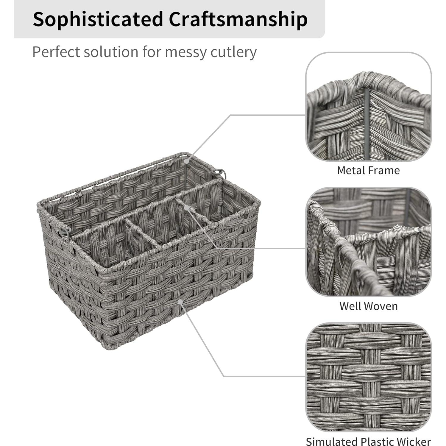 Caddy de Utensilios GRANNY SAYS - Canasta de Mimbre 4 Compartimentos