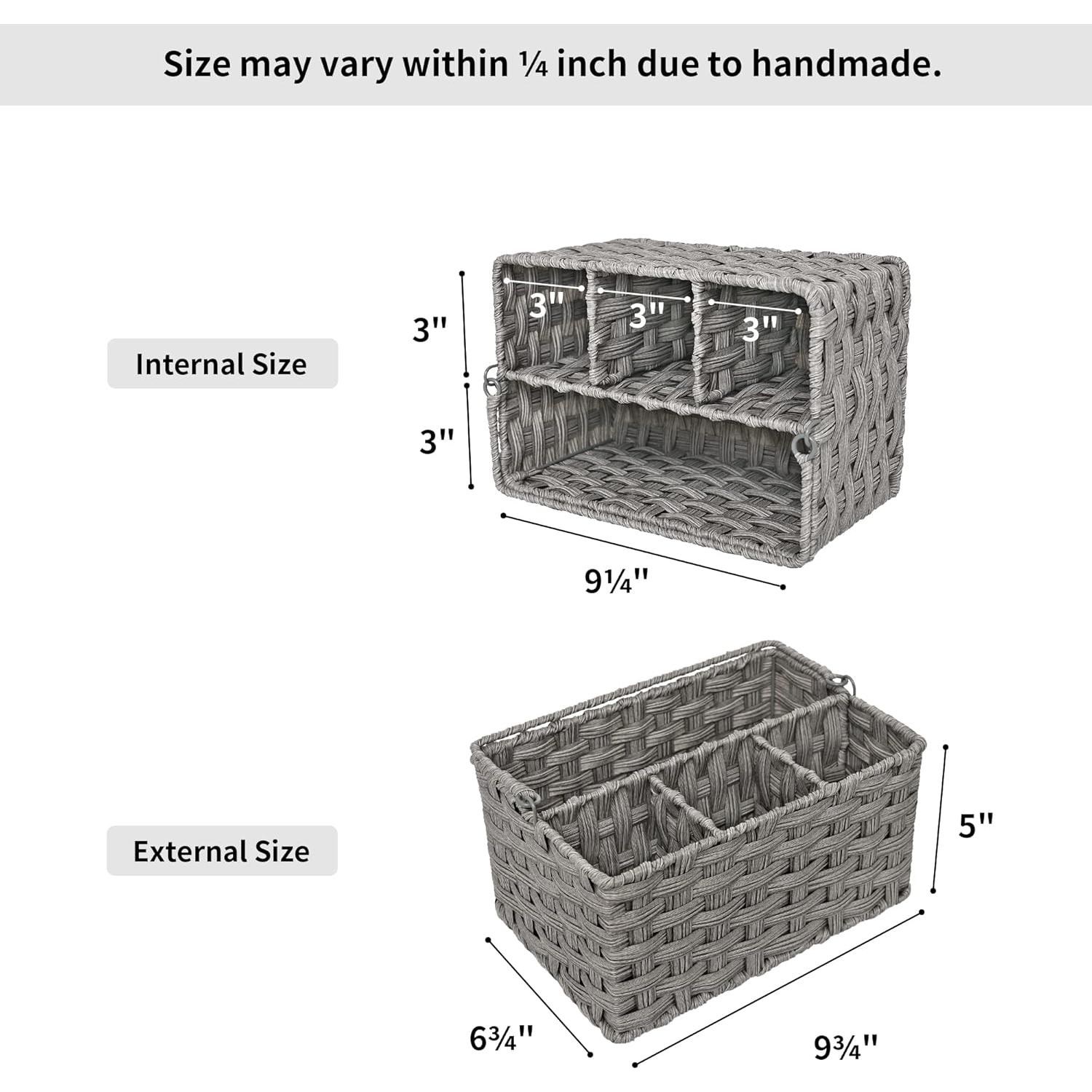 Caddy de Utensilios GRANNY SAYS - Canasta de Mimbre 4 Compartimentos