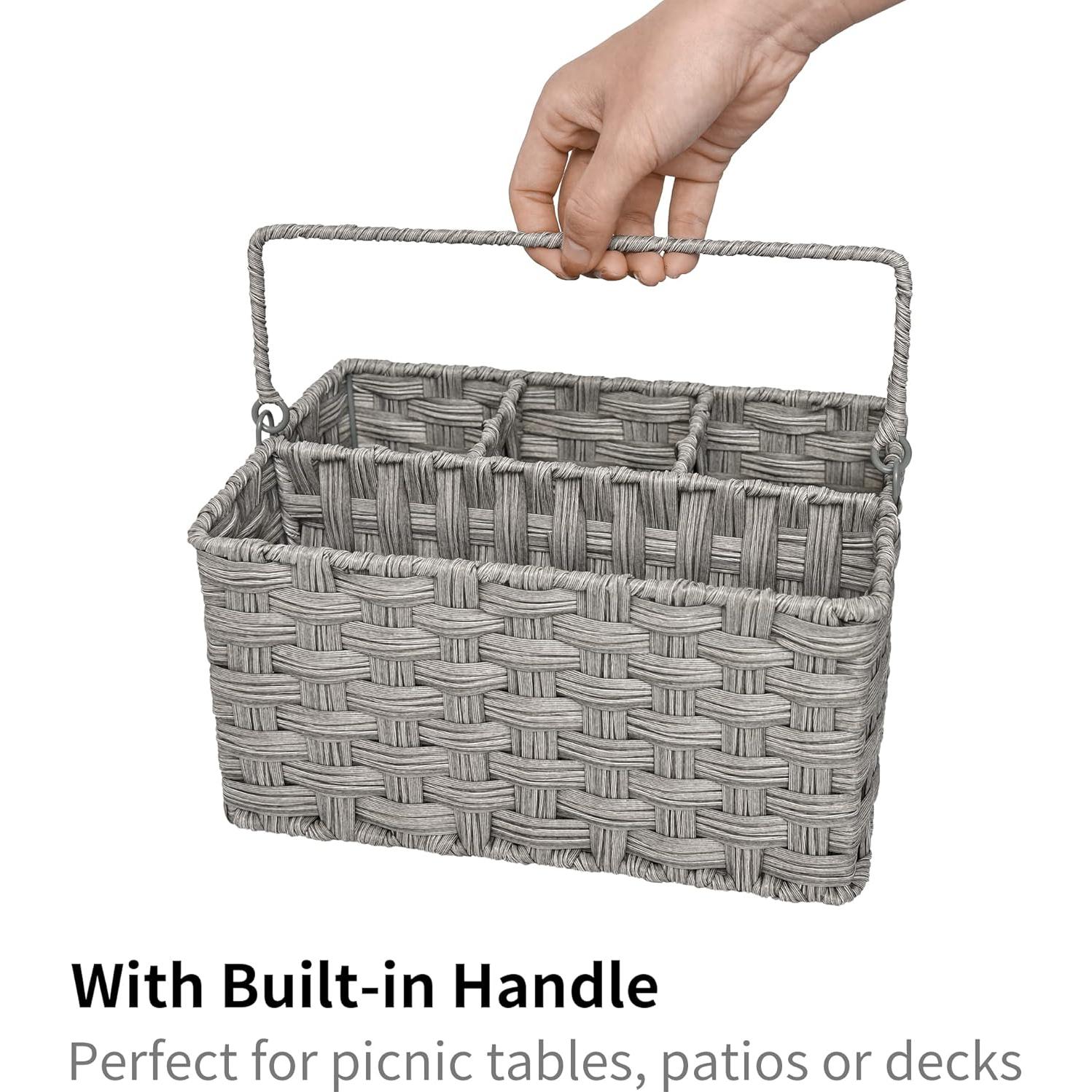 Caddy de Utensilios GRANNY SAYS - Canasta de Mimbre 4 Compartimentos