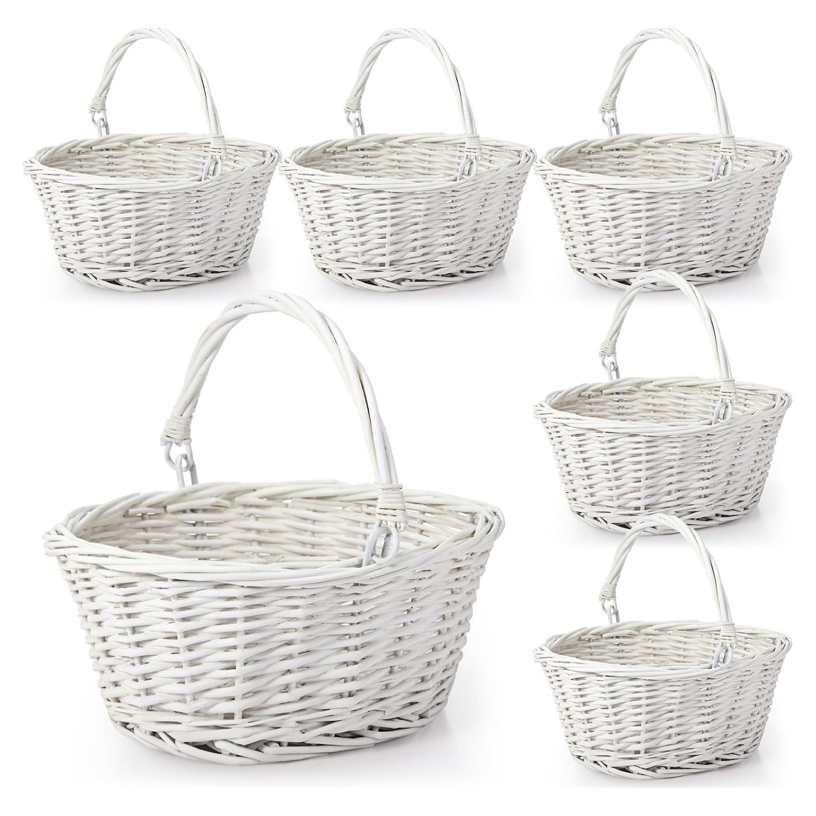 Cestas de Mimbre Barydat 6 Pcs Ovaladas Blancas 23x17 cm